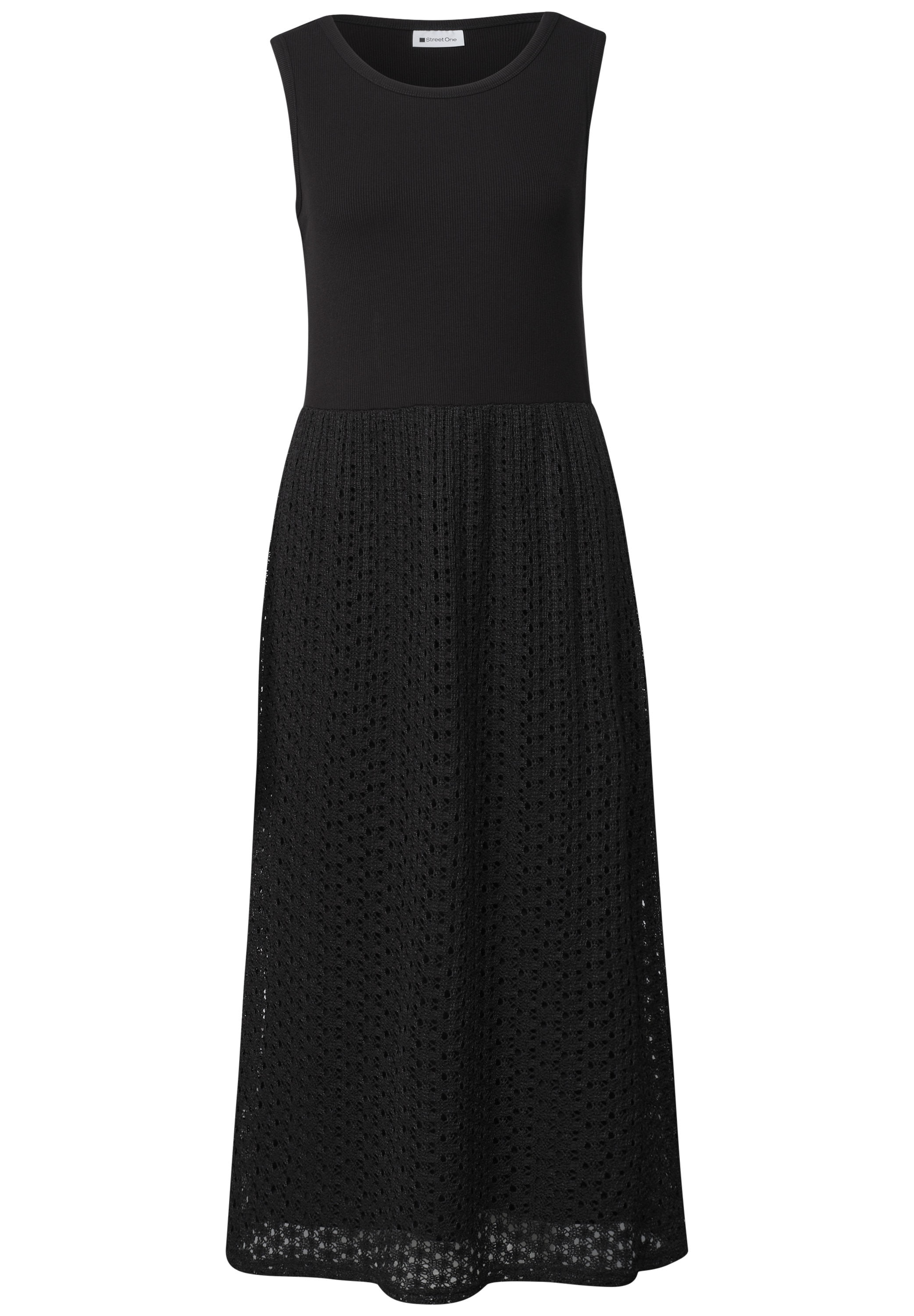 STREET ONE Midikleid Ohne Taschen Ärmelloses Sommerkleid mit Rock aus Spitze