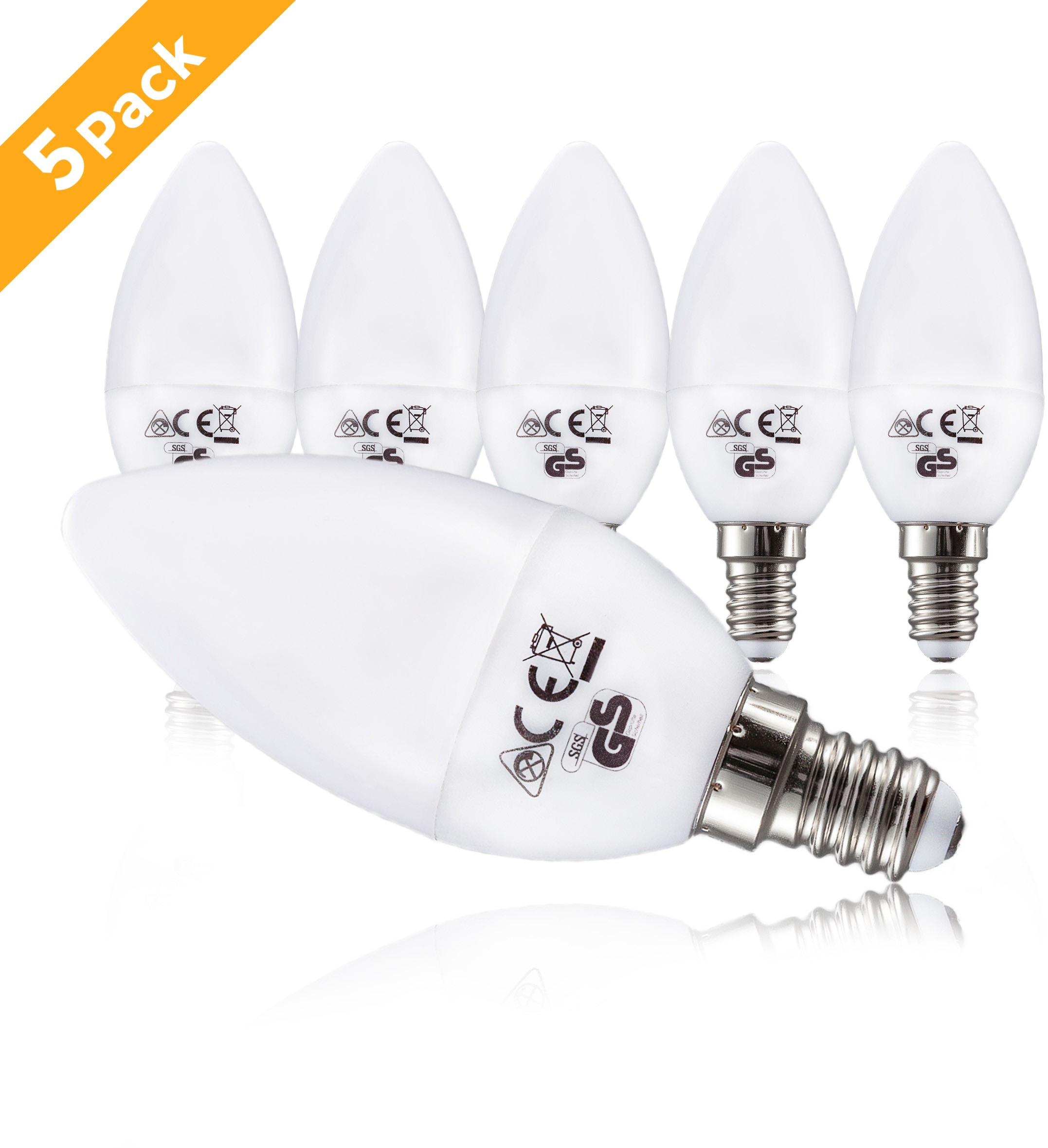 B.K.Licht LED-Leuchtmittel, E14, 5 St., Warmweiß, LED-Lampe Glühbirne 5 Watt 470 Lumen 3.000 Kelvin Energiesparlampe