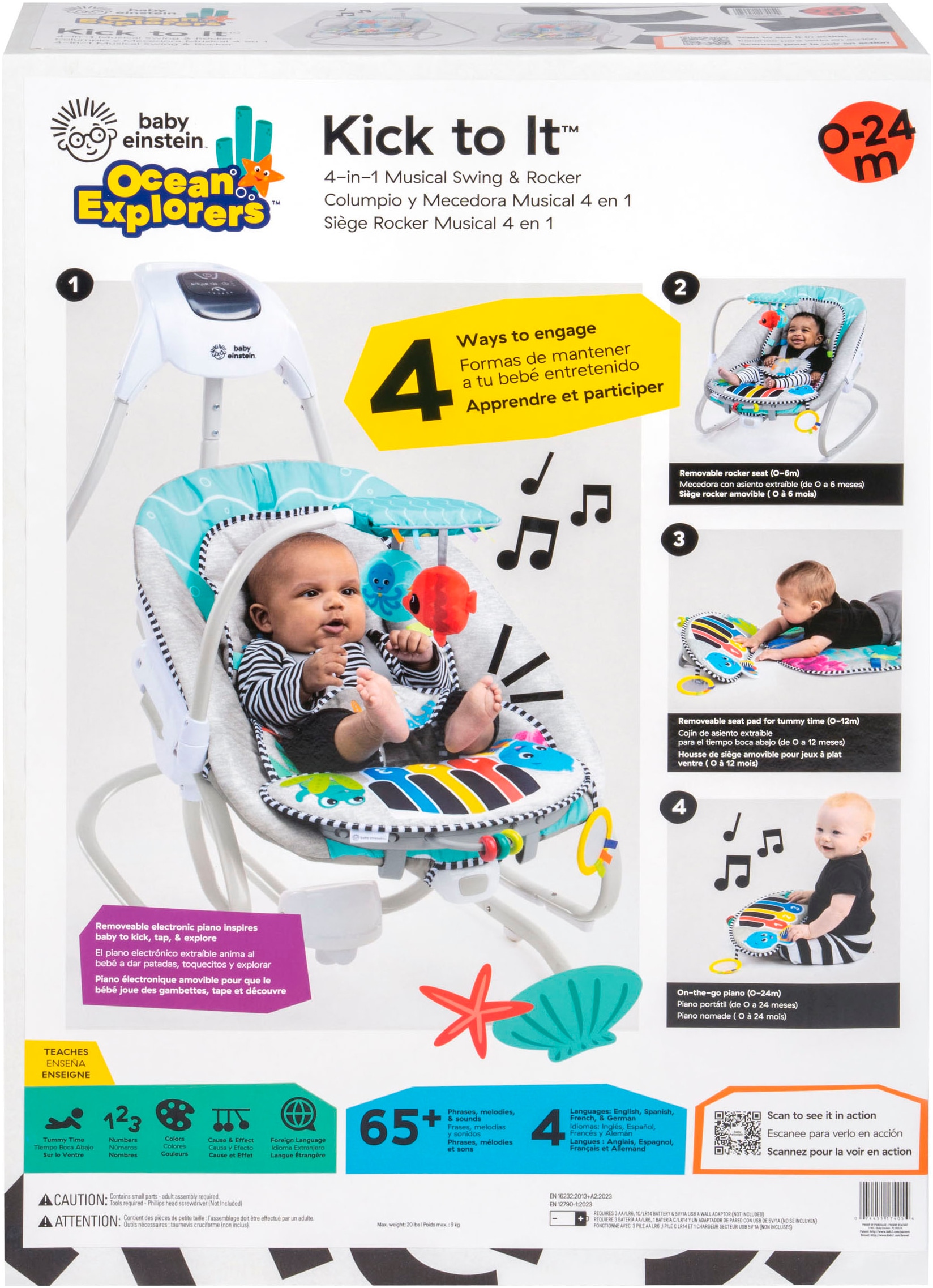 Baby Einstein Babywippe »Kick to It 4-in-1 Musical Swing & Rocker« bis 9 kg mit Sound-Effekt