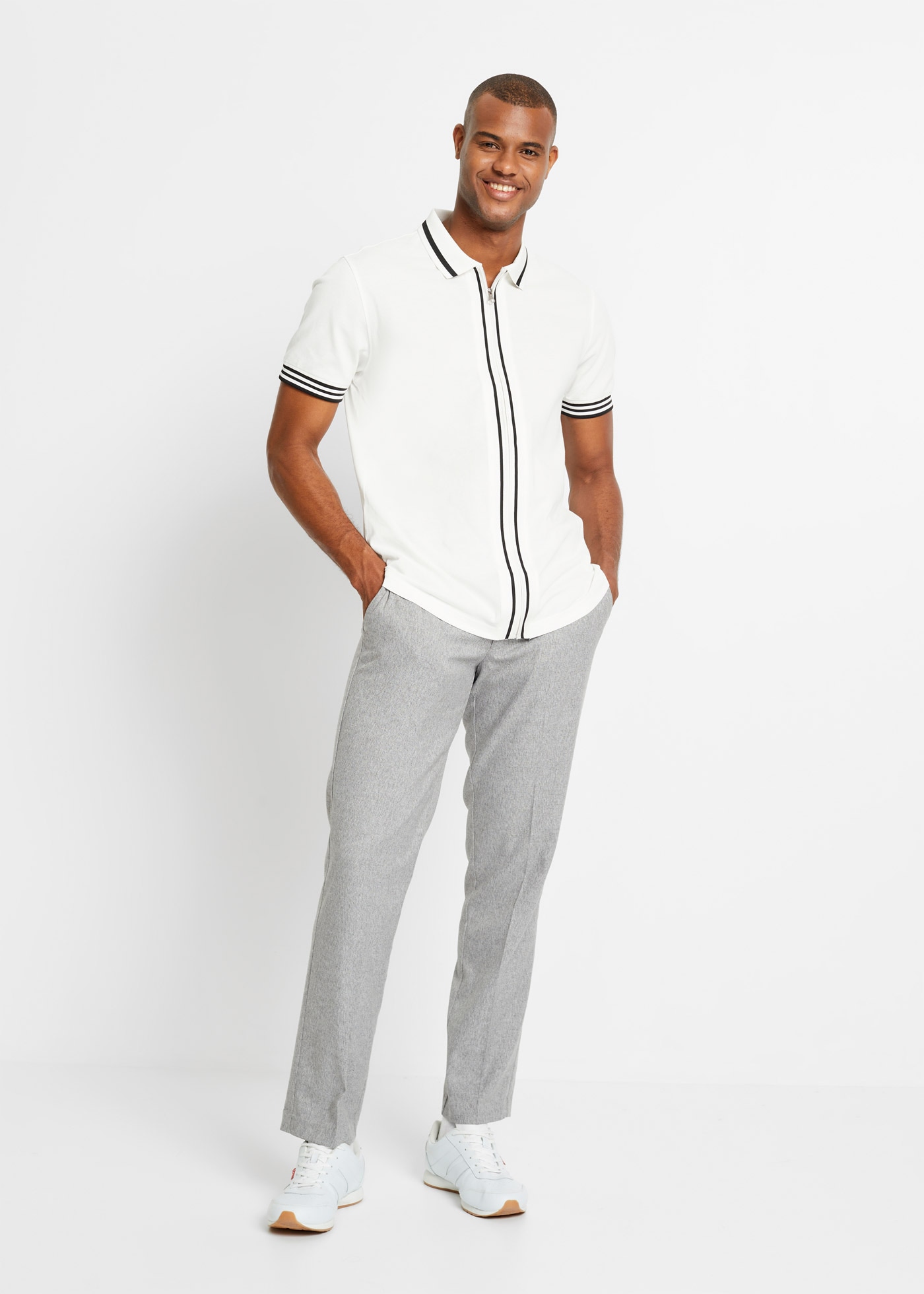 bonprix Poloshirt Kurzarm, mit Reißverschluss, aus reiner Baumwolle