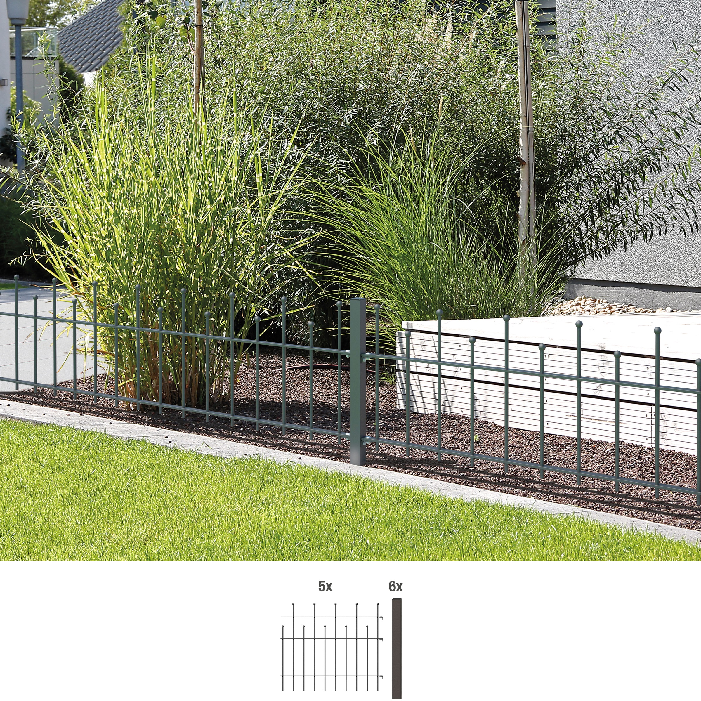 Alberts Metallzaun »Madrid« Höhe: 49,5, 73,5 und 98,5 cm, Gesamtlänge: 10 m, zum Einbetonieren