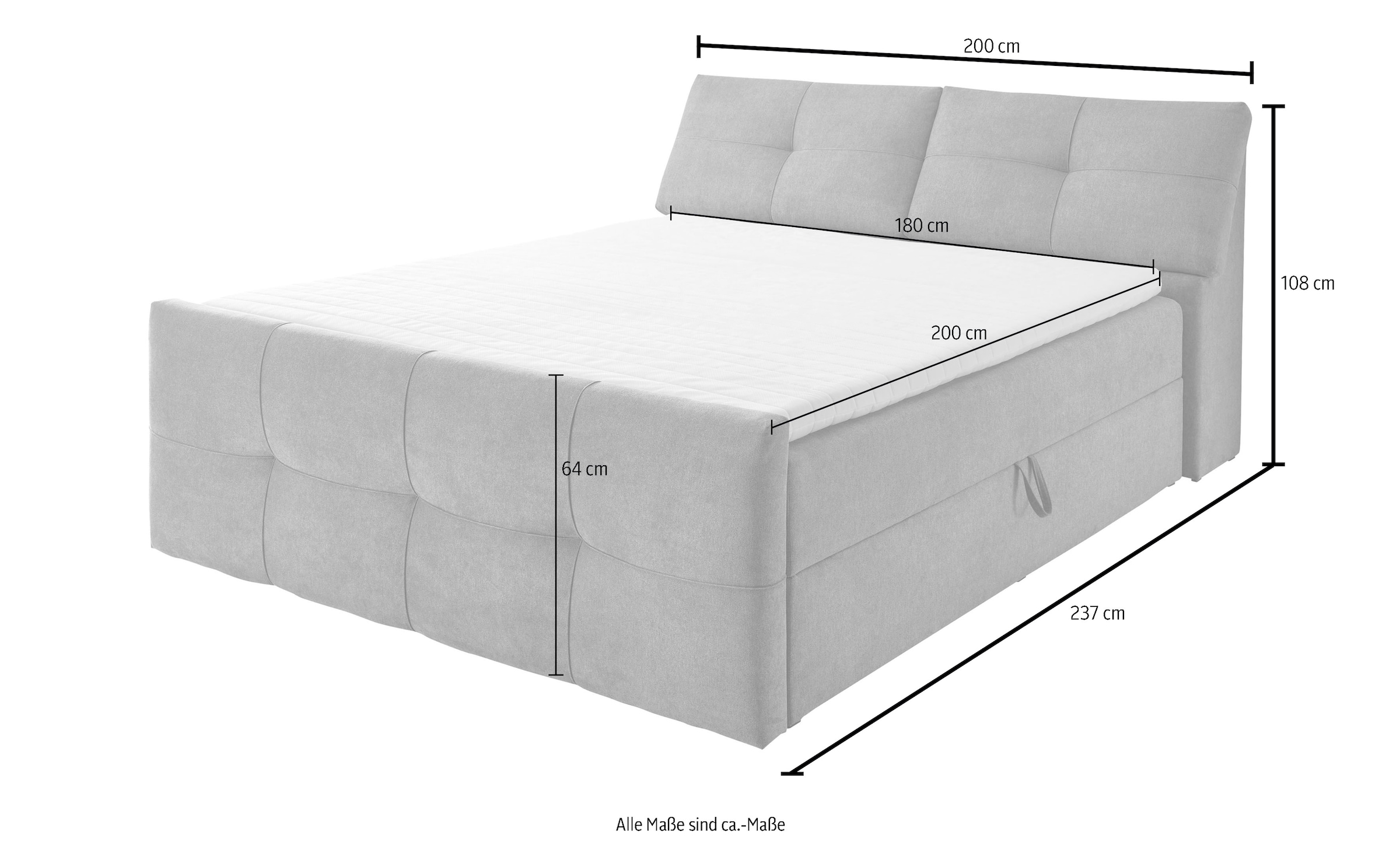 ED EXCITING DESIGN Boxbett »Redmond«, (5 St.), inkl. Zwei Bettkästen, Stauraum im Kopfteil und Topper