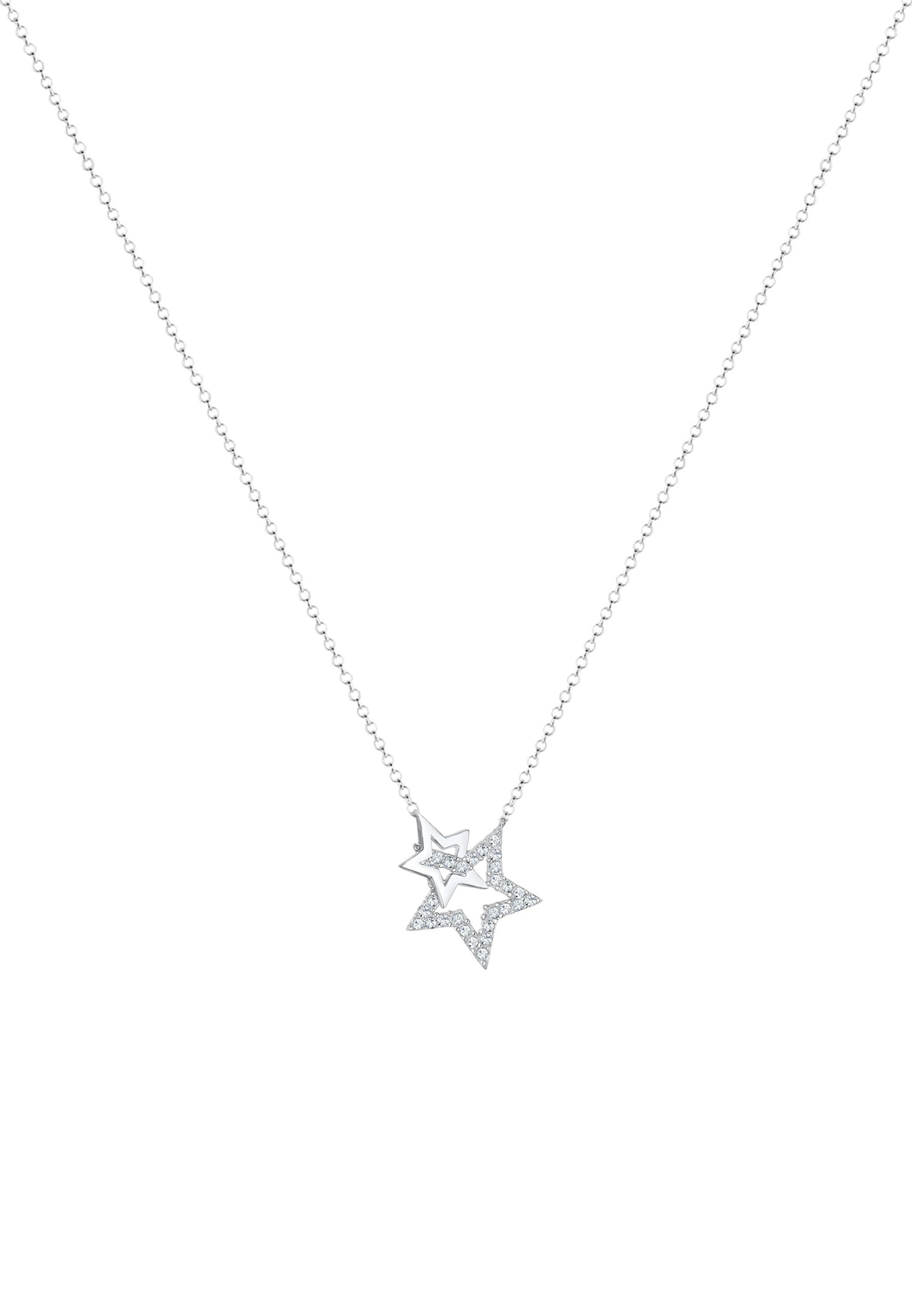 Elli Silberkette »Halskette Stern Weiß 925 Sterling Silber, mit Kristallen von Swarovski®«