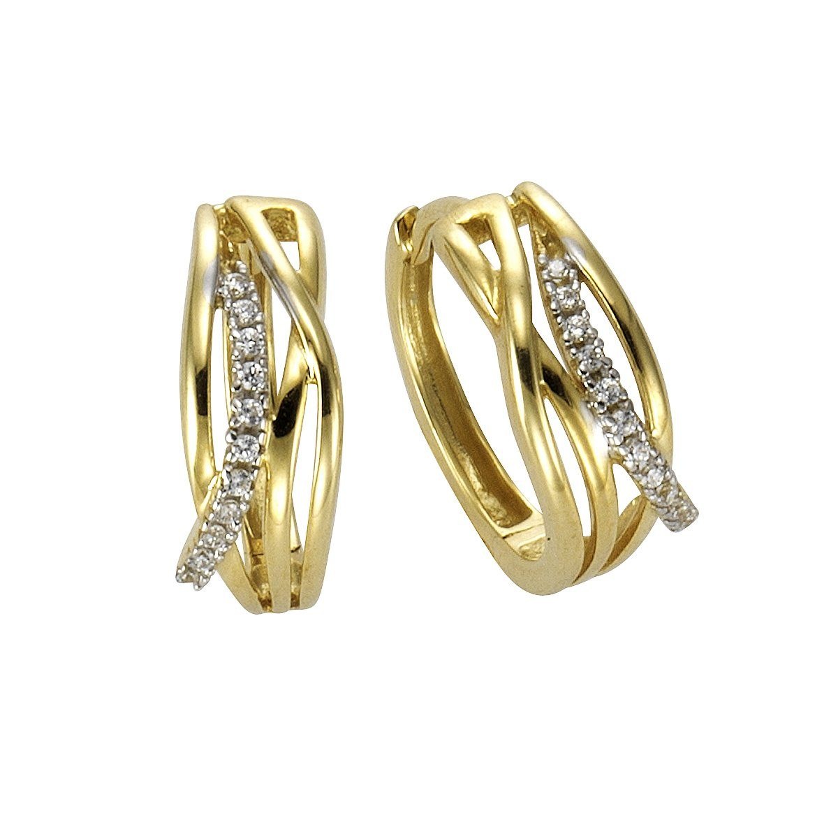Vivance Klappcreolen »333/- Gelbgold bicolor Zirkonia«, mit Geschenketui
