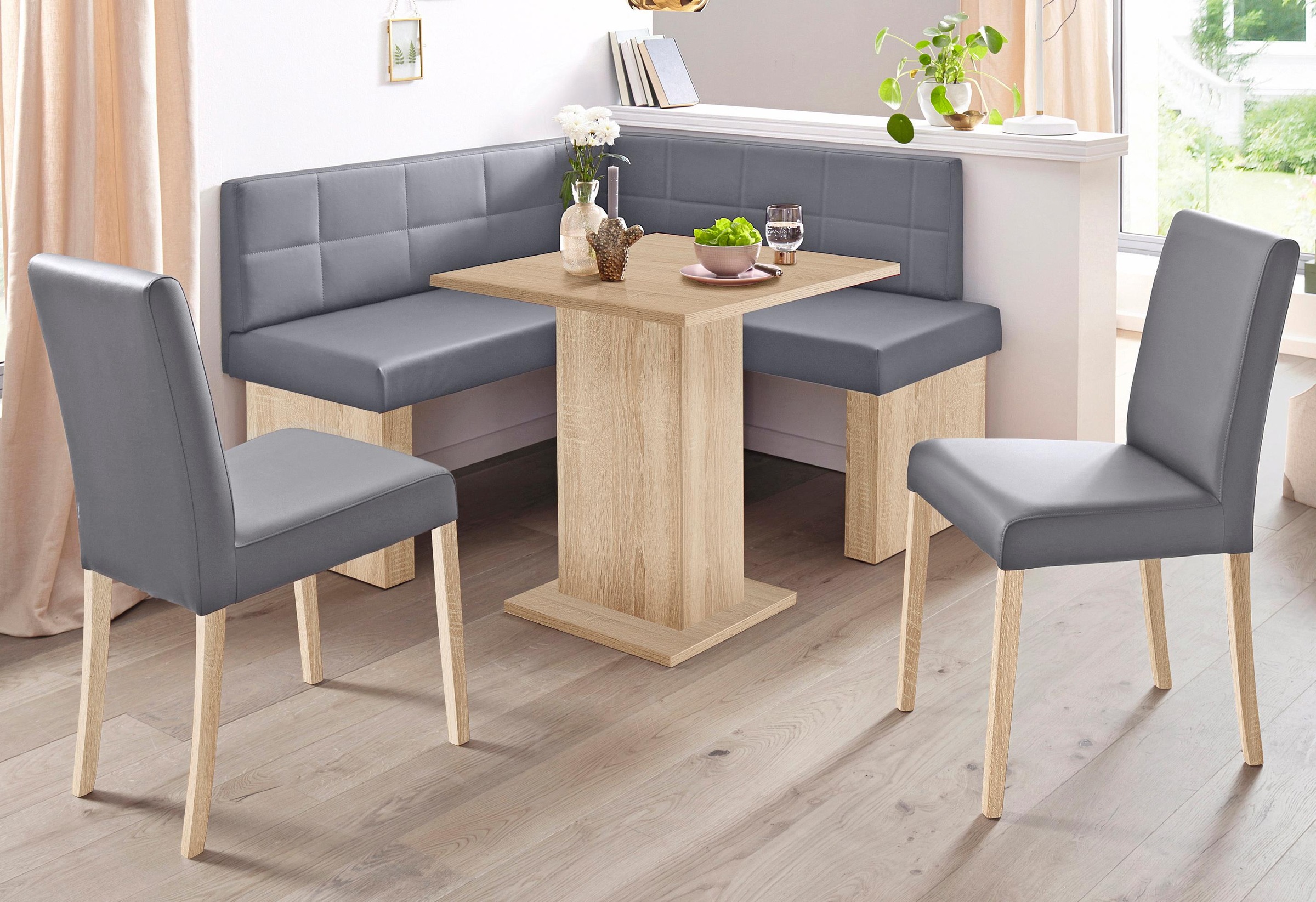 SCHÖSSWENDER Eckbankgruppe »Anna 2«, (Set, 4 tlg.), mit 2 Stühlen mit massiven Gestell