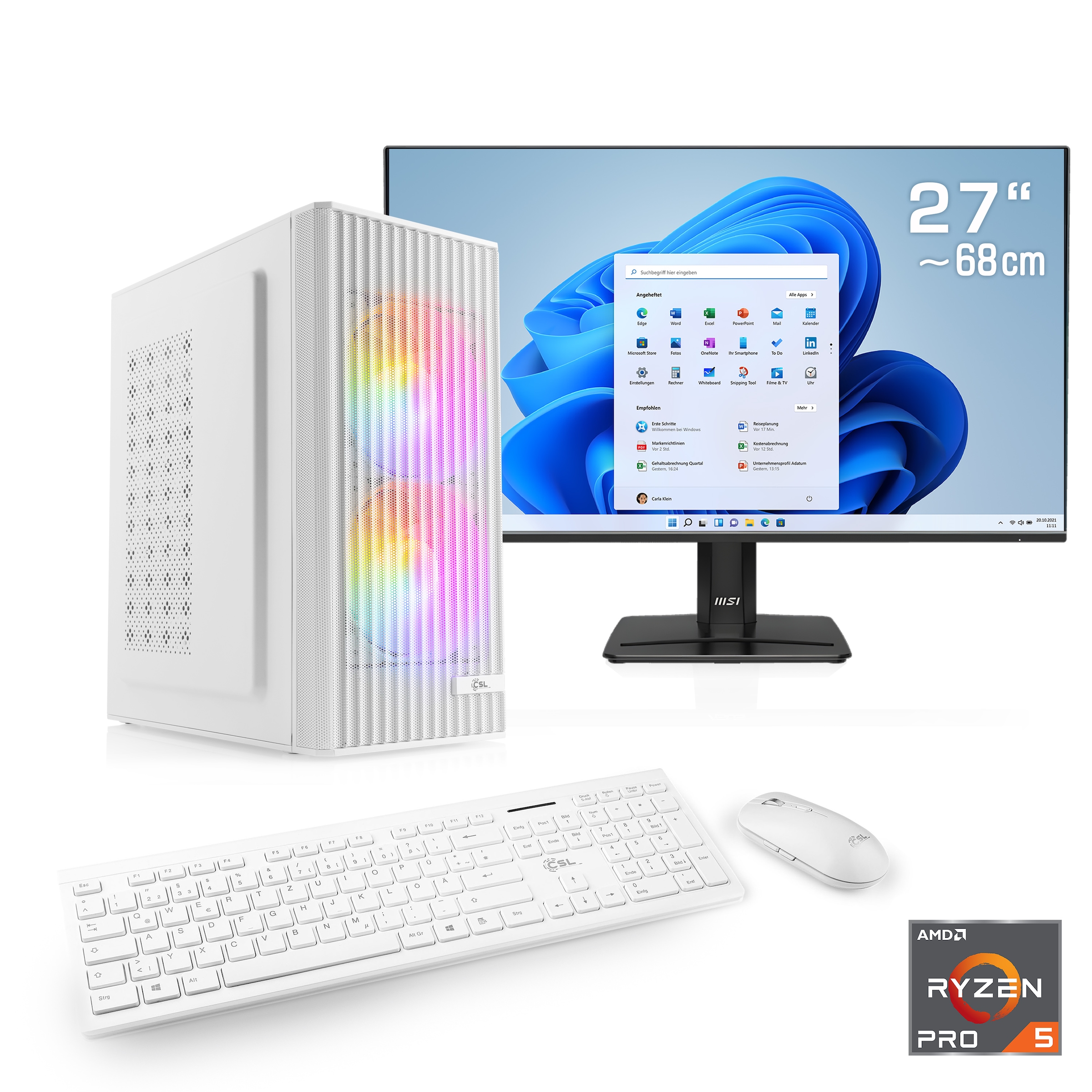 CSL PC-Komplettsystem »Spectrum V25281W« 27 ″ AMD Ryzen 5 Pro 16 GB RAM 1.000 GB SSD