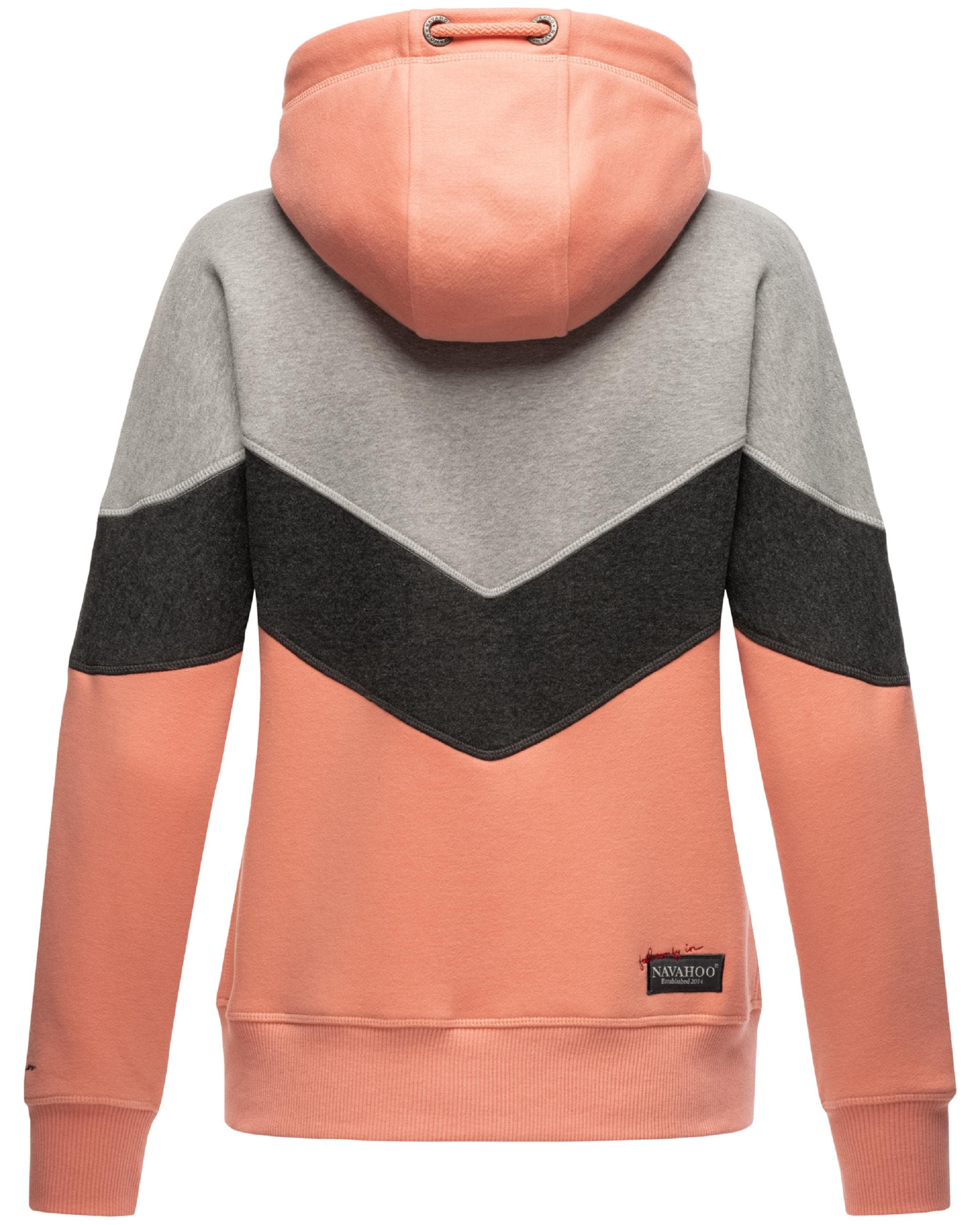 Navahoo Kapuzensweatjacke »Kapuzensweatjacke Honigperle«, Sportliche Damen Sweatjacke im Coloblocking-Stil