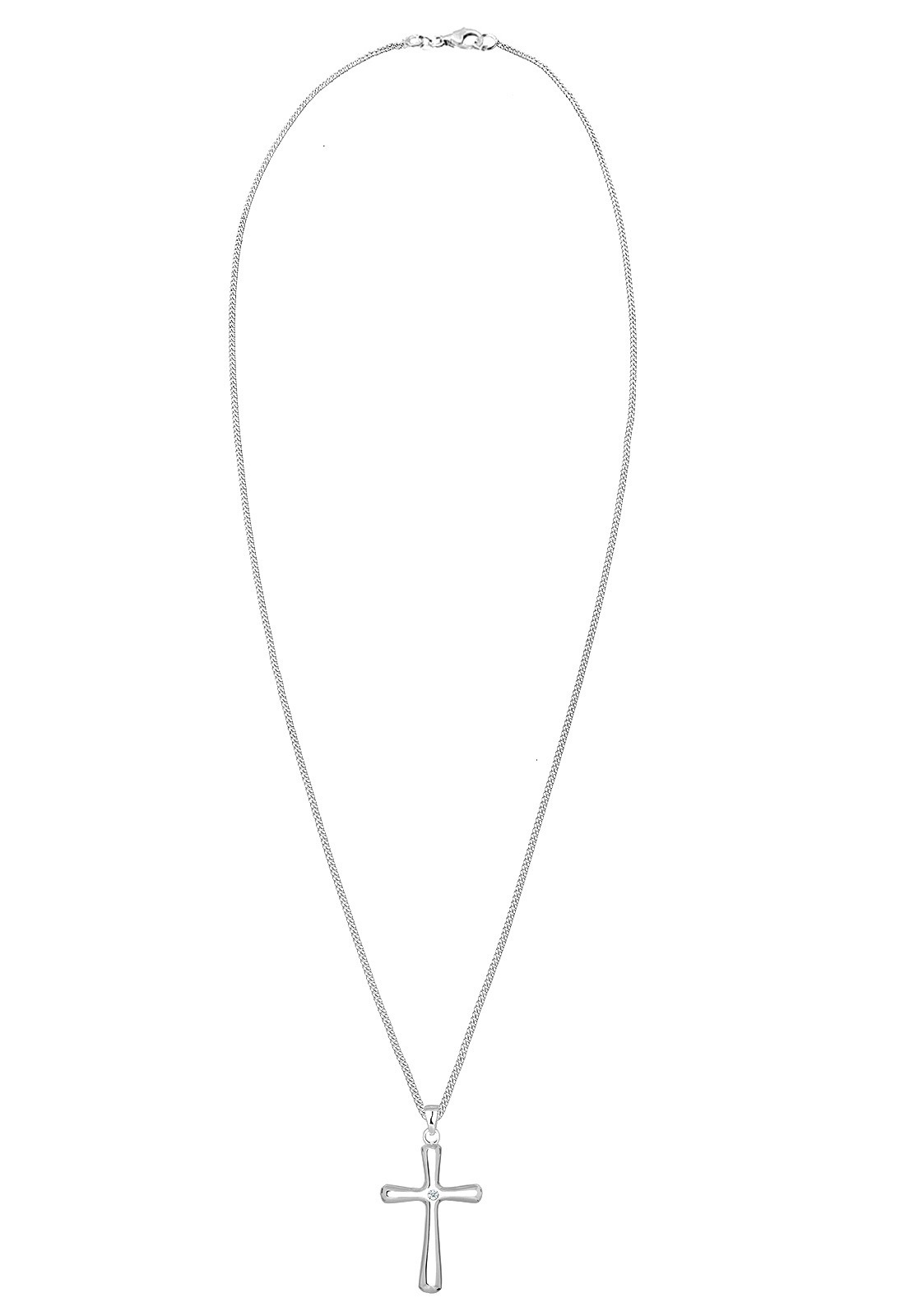 Elli DIAMONDS Silberkette »Halskette Kreuz Diamant Weiß Brillantschliff (0.03 ct) 925 Sterling Silber«