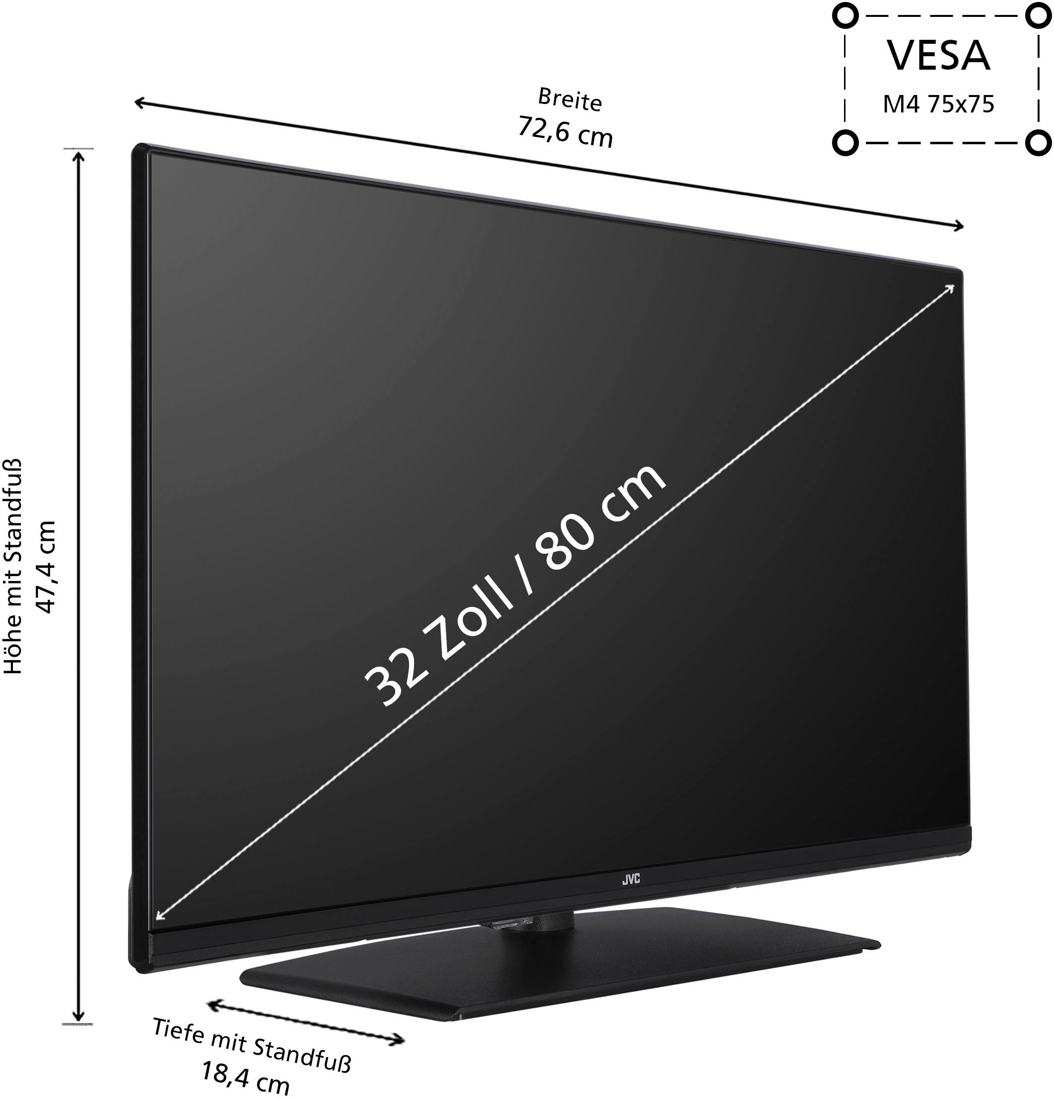 JVC LED-Fernseher, 80 cm/32 Zoll, Full HD, Smart-TV
