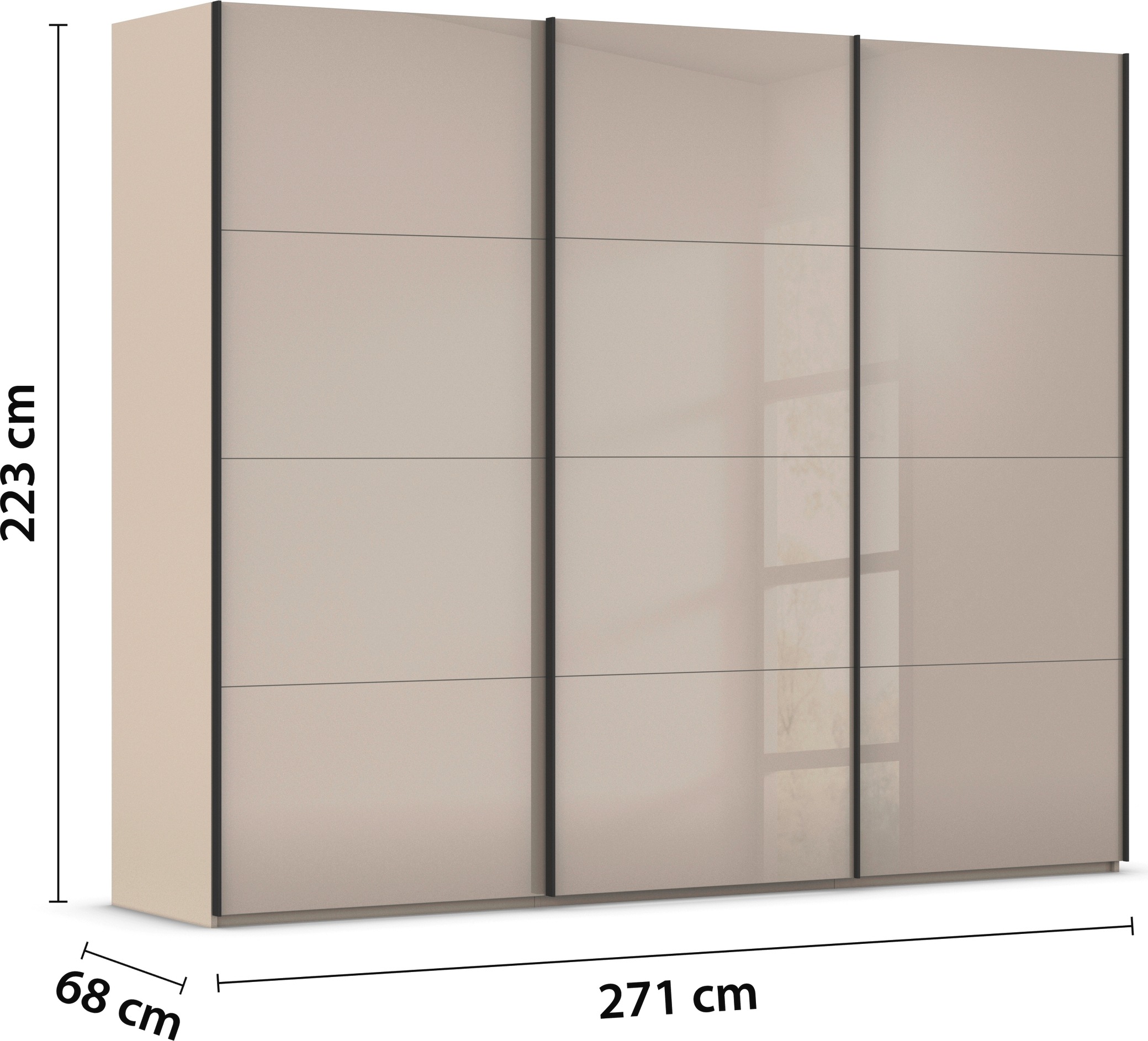 rauch Schwebetürenschrank »Kleiderschrank Schrank Garderobe Schlafzimmerschrank SCALE-FYRA«, edle viergeteilte Türen mit Glas-Front viele Farben MADE IN GERMANY