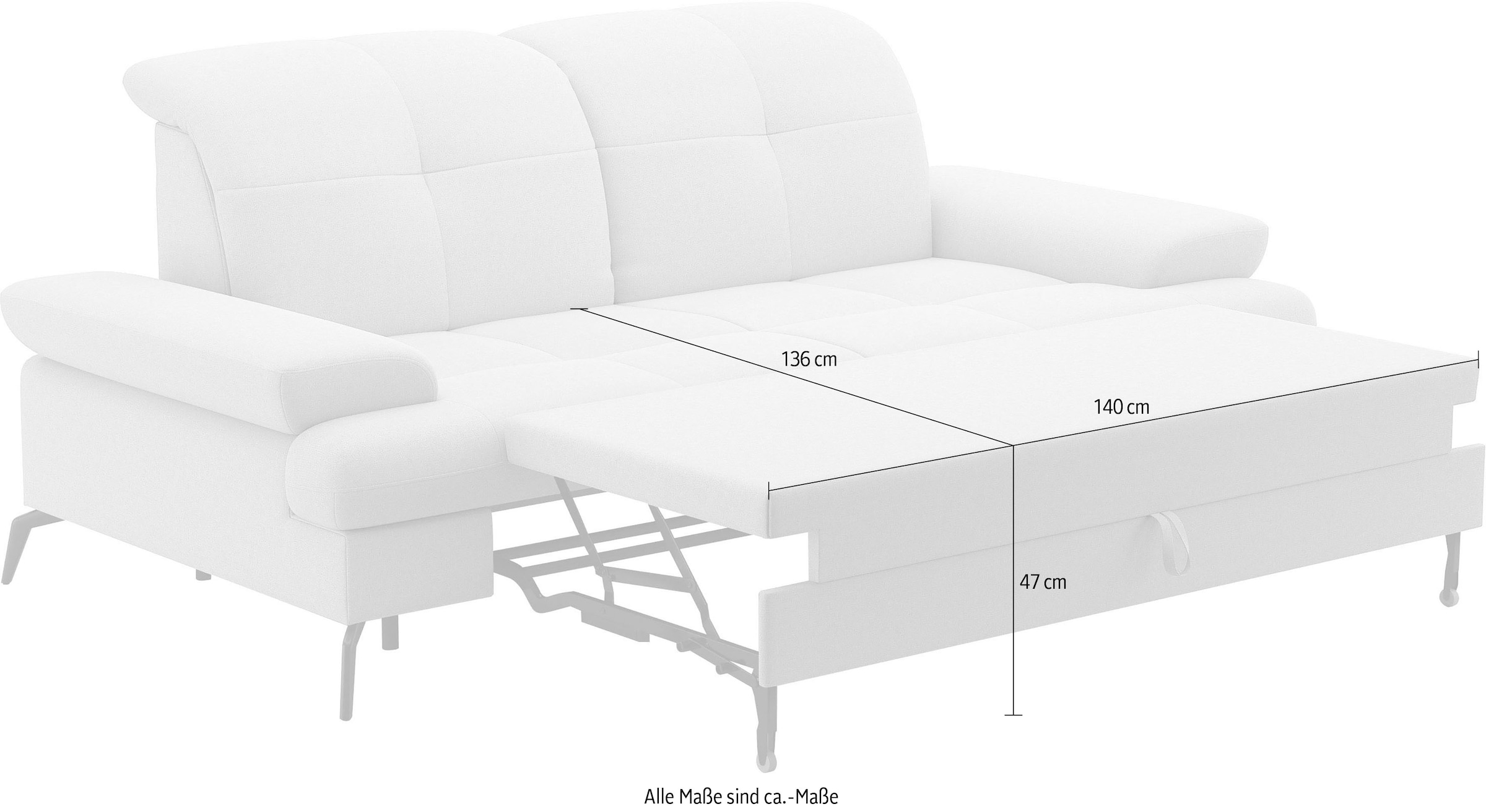 sit&more 2,5-Sitzer »Amica, inkl. Sitztiefenverstellung und Armteilverstellung«, wahlweise mit Kopfteilverstellung und Bettfunktion