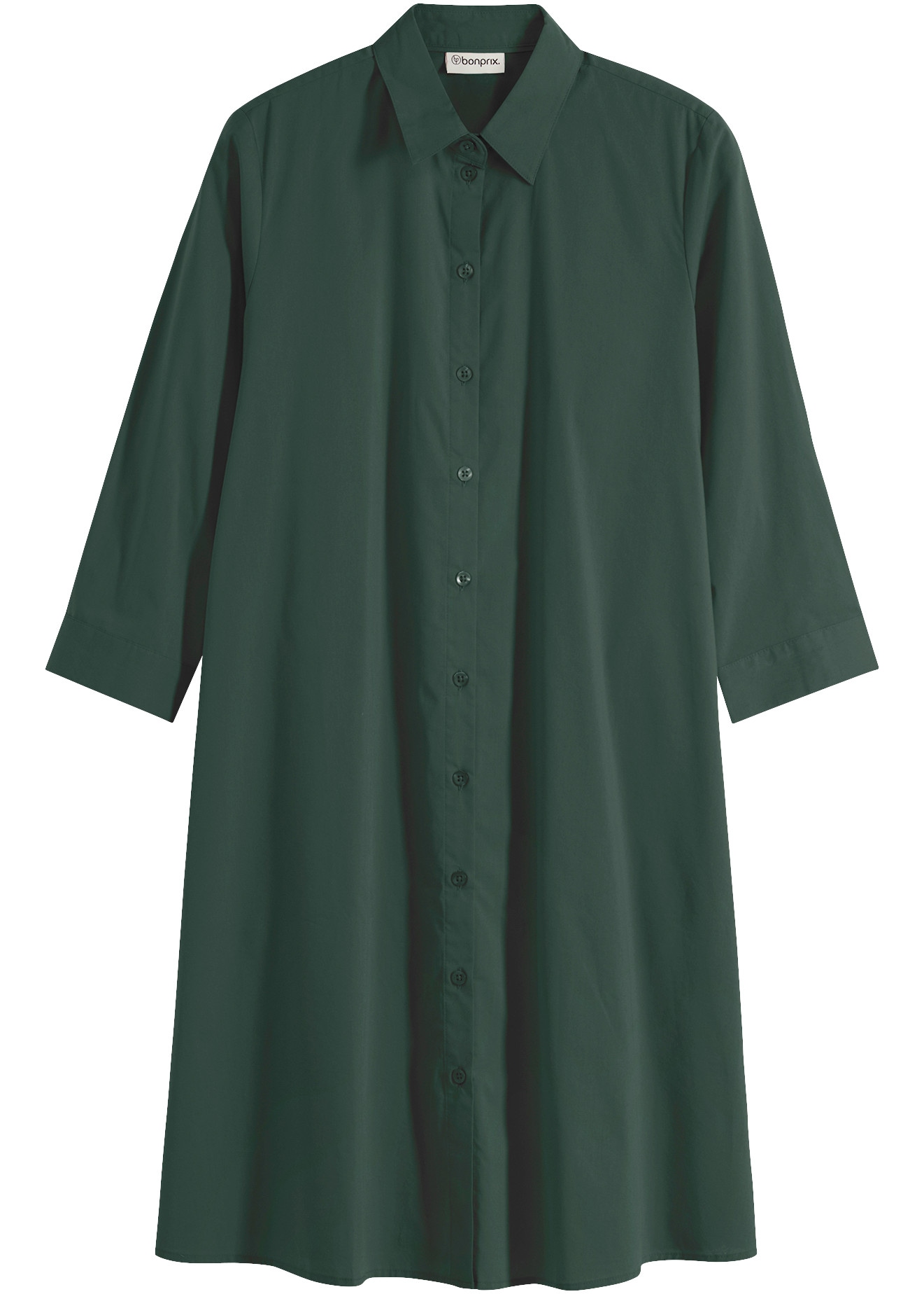 bonprix Hemdblusenkleid A-Linien-Passform, 3/4-Ärmel, mit Hemdblusenkragen