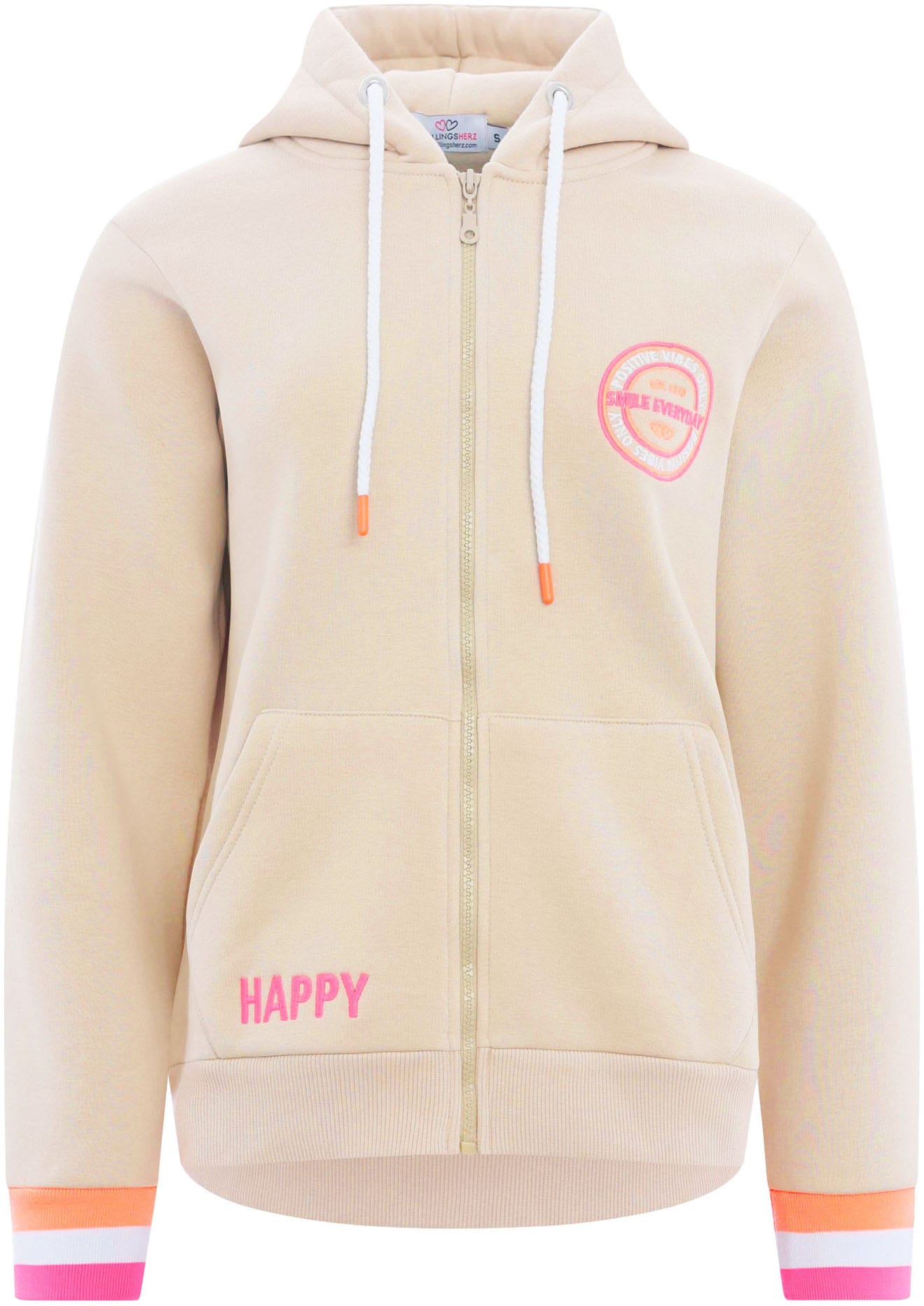 Zwillingsherz Sweatjacke, mit Kapuze, Backprint, Detailprint vorne