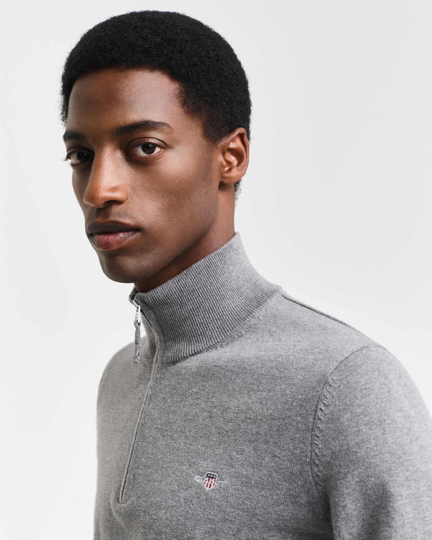 Gant Troyer »CLASSIC COTTON HALF ZIP«, mit gerippten Details