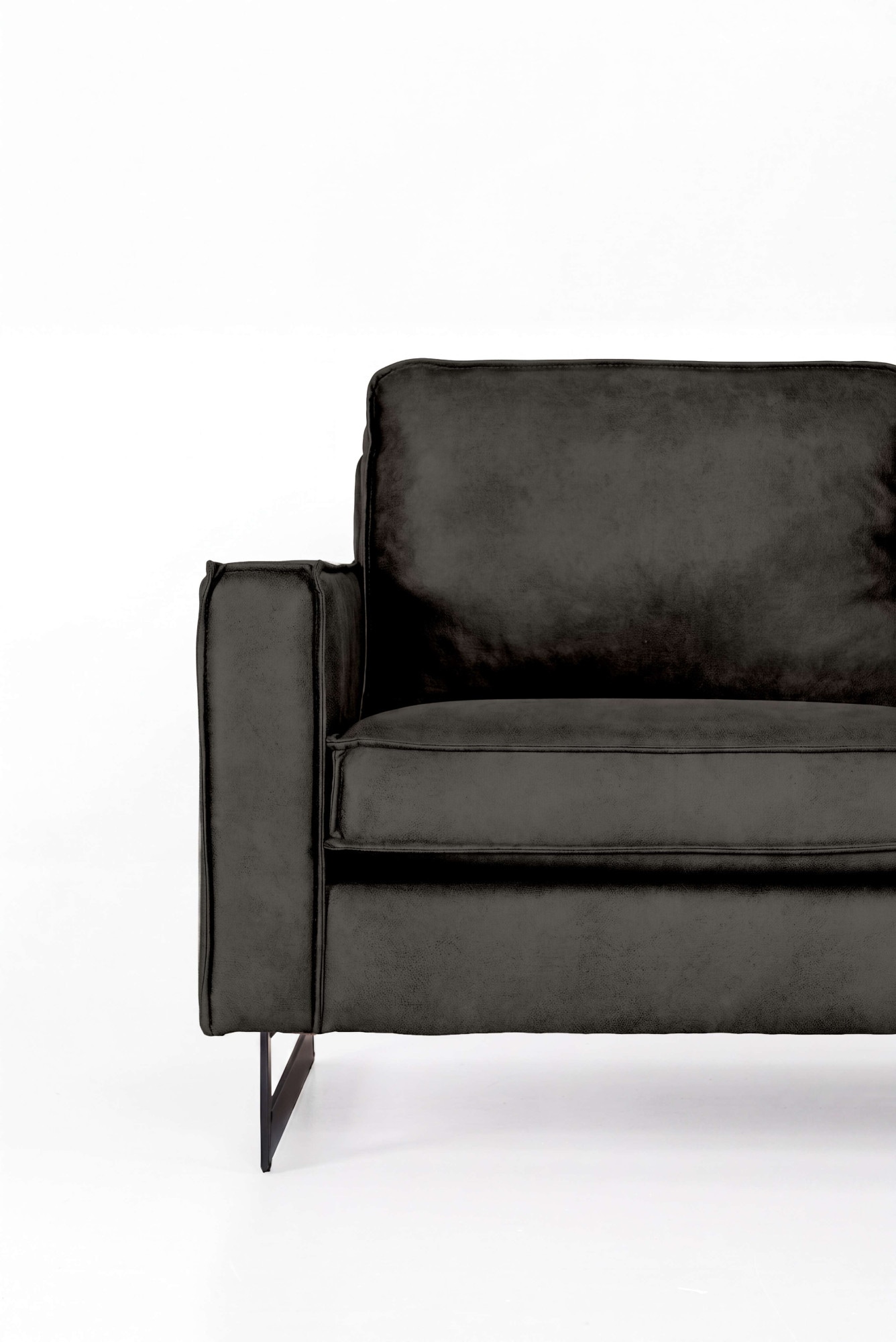 OTTO home 2-Sitzer »Pinto, 166 cm, Cord, Chenille, Lederoptik« mit Keder, schwarze Metallfüße, Wellenunterfederung