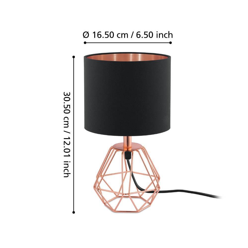 EGLO Tischleuchte »CARLTON 2«, 1 flammig, Leuchtmittel E14 | ohne Leuchtmittel-ohne Leuchtmittel, Nachttischlampe, Vintage, Metall, Stoff, Drahtgeflecht, 30,5x16,5cm