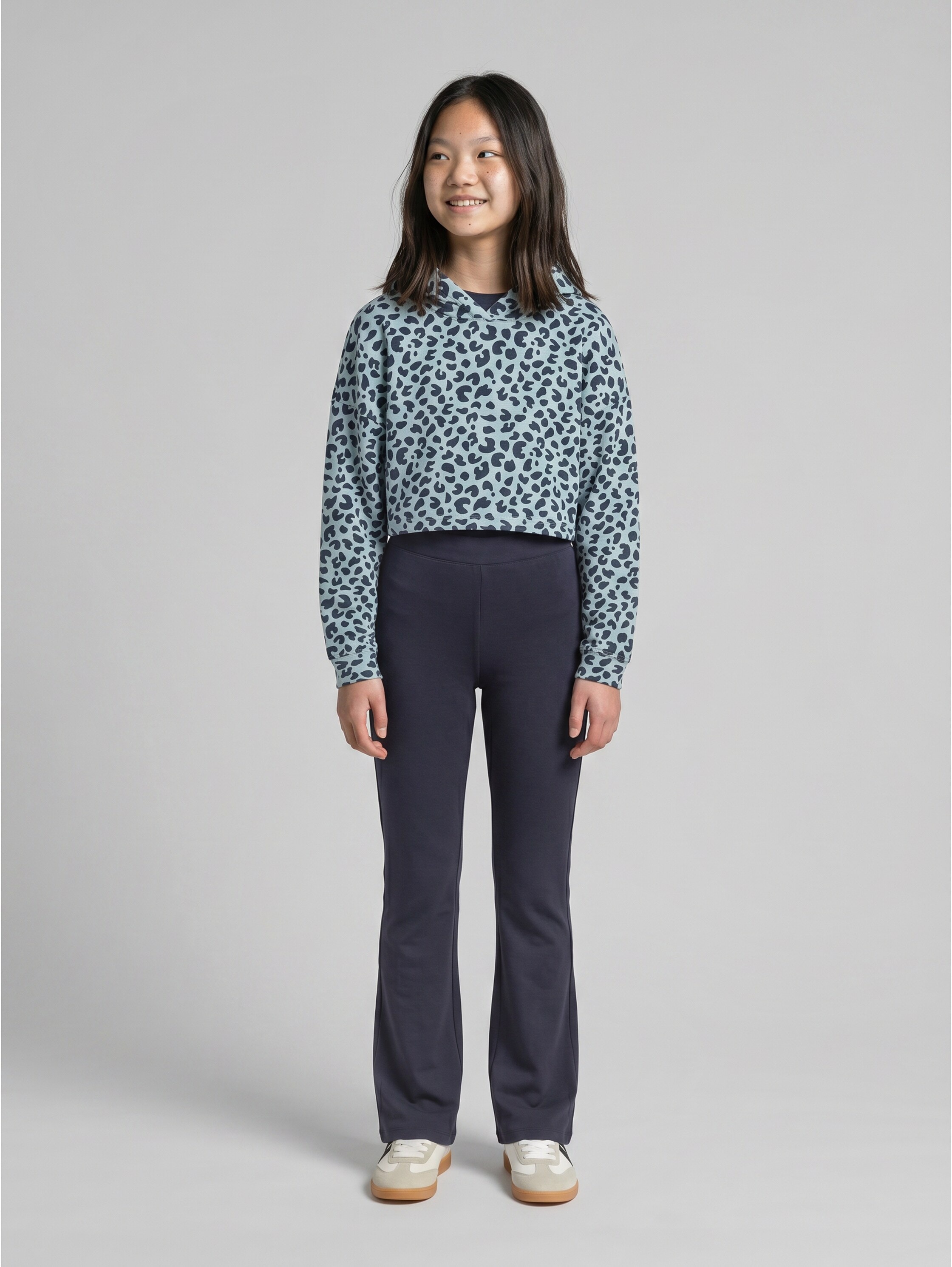 TOM TAILOR Kapuzensweatshirt , Kurzes Kapuzenpullover im Leo-Look/für Girls
