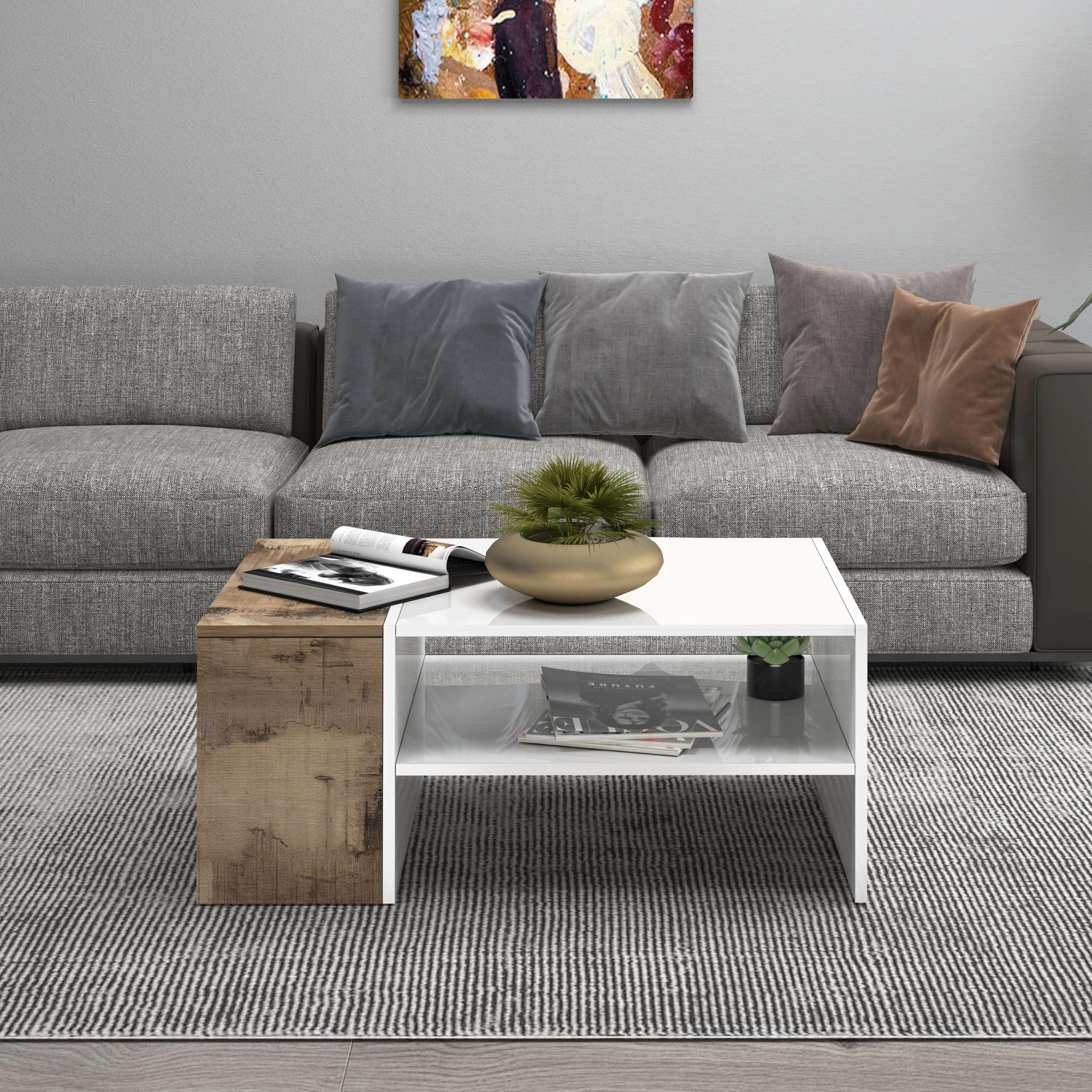INOSIGN Couchtisch »Coro, Couchtisch, Couchtisch mit seitlichem Stauraum,Sofatisch«, Länge 90 cm, mit zwei Ablagefächern davon eines geschlossen