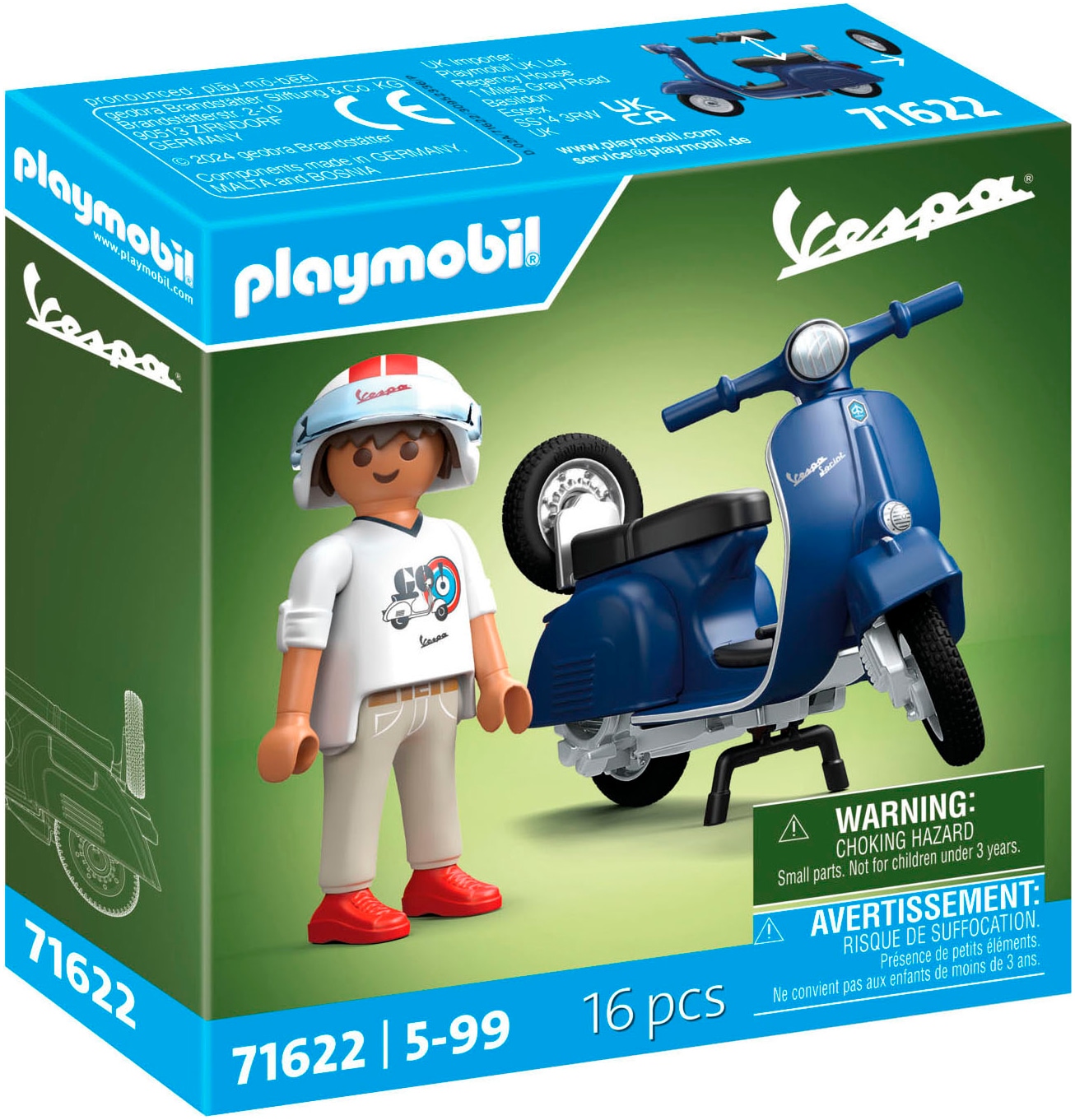 Playmobil® Konstruktions-Spielset »1969 Vespa 150 Sprint Veloce, Blau (71622), Vespa«, (16 St.), Made in Europe