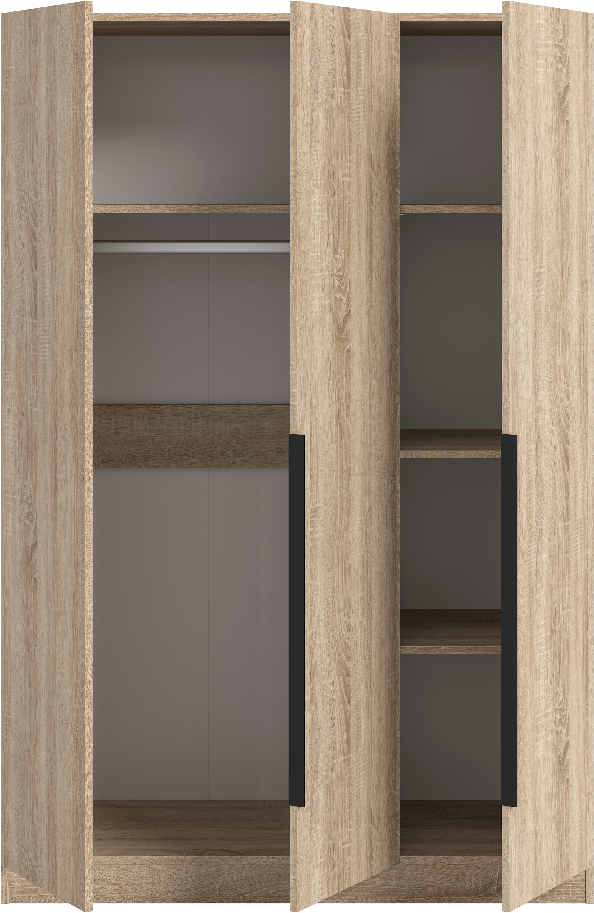 Home affaire Kleiderschrank »Skarde Schlafzimmerschrank, Garderobe, Schrank, Bestseller«, (Otto Bestseller Garderobe Schlafzimmerschrank), Breite: 120 cm, eichefarben Kleiderstange und 4 Einlegeböden