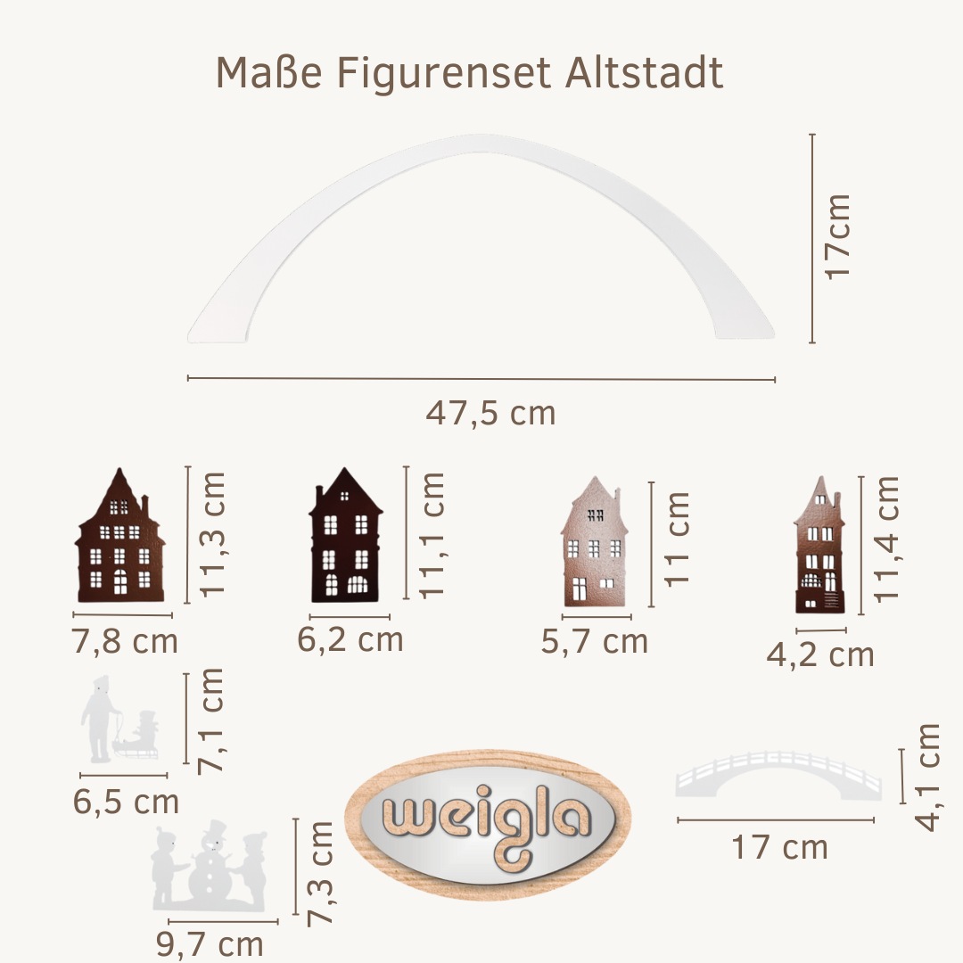 Weigla Dekofigur »Figurenset "Altstadt" für WEIGLA Dekosockel, aus Holz« Erzgebirge garantiert, Deko für Weihnachten und das ganze Jahr
