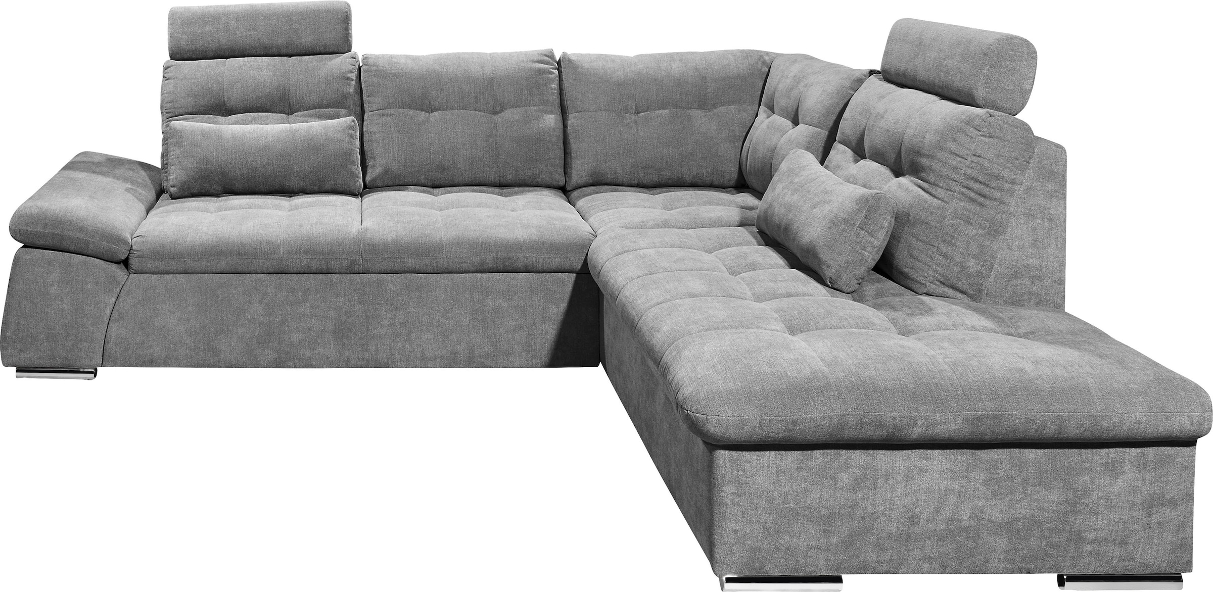 ED EXCITING DESIGN Ecksofa »Nalo L-Form«, mit Bettfunktion, Armteilverstellung, Kopfstützen & 2 Nierenkissen