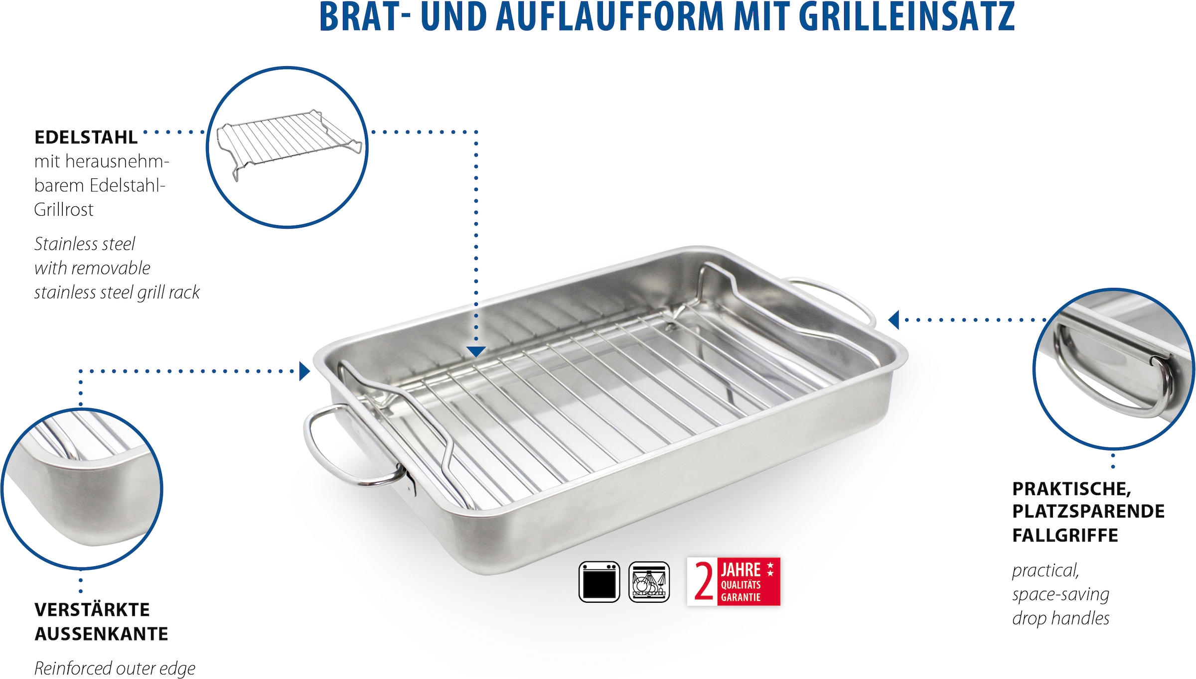 Elo Basic Auflaufform Edelstahl 2 Stk. tlg. mit Einsatz