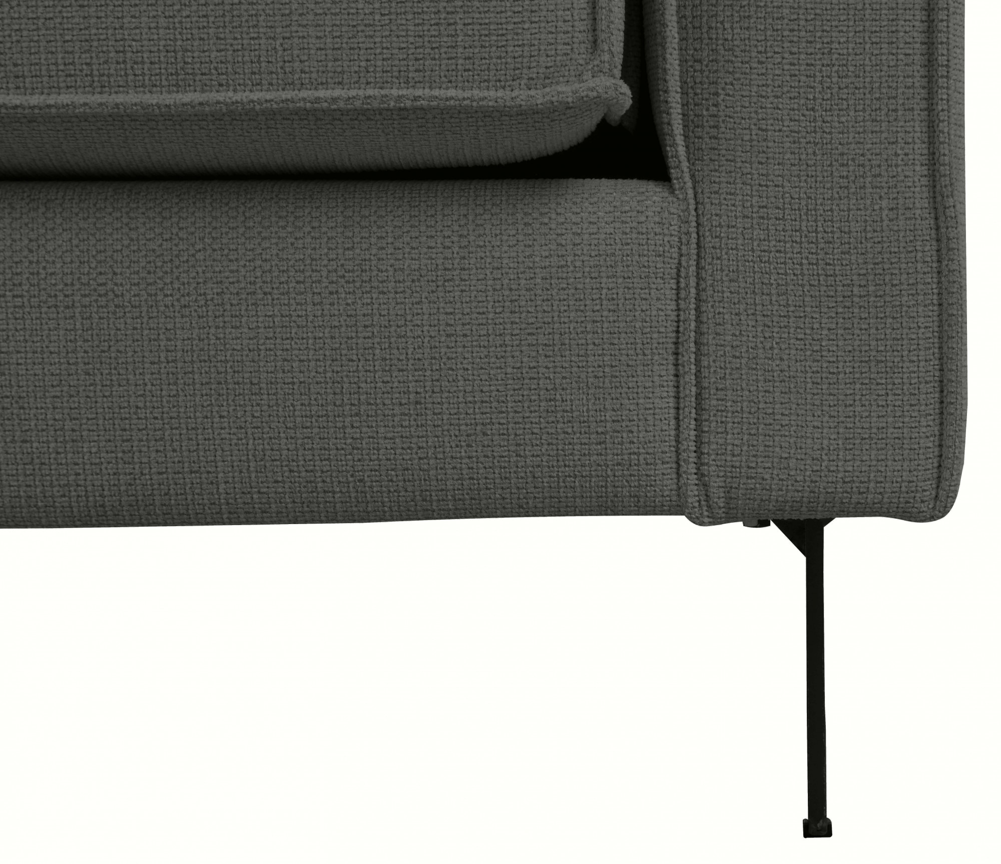 Places of Style Ecksofa »Pinto, 290 cm, Cord, Chenille, Lederoptik, Ottomane links / rechts«, mit Keder, schwarze Metallfüße, Wellenunterfederung