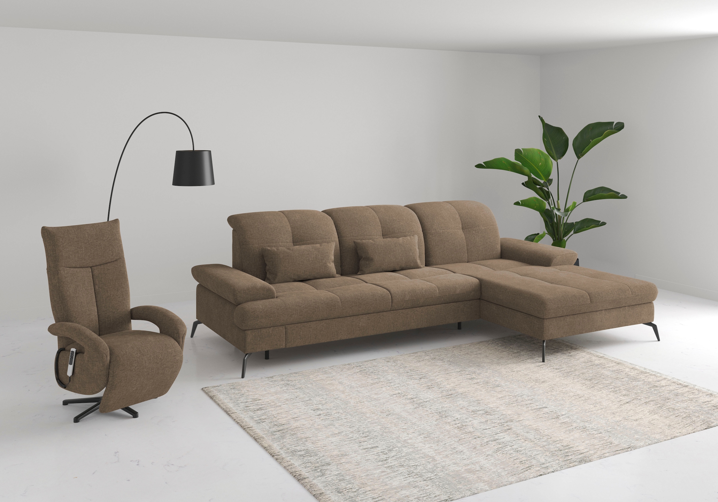 sit&more Ecksofa »Amica, L-Form, inkl. Sitztiefenverstellung & Armteilverstellung«, wahlweise mit Bettfunktion, Bettkasten und Kopfteilverstellung