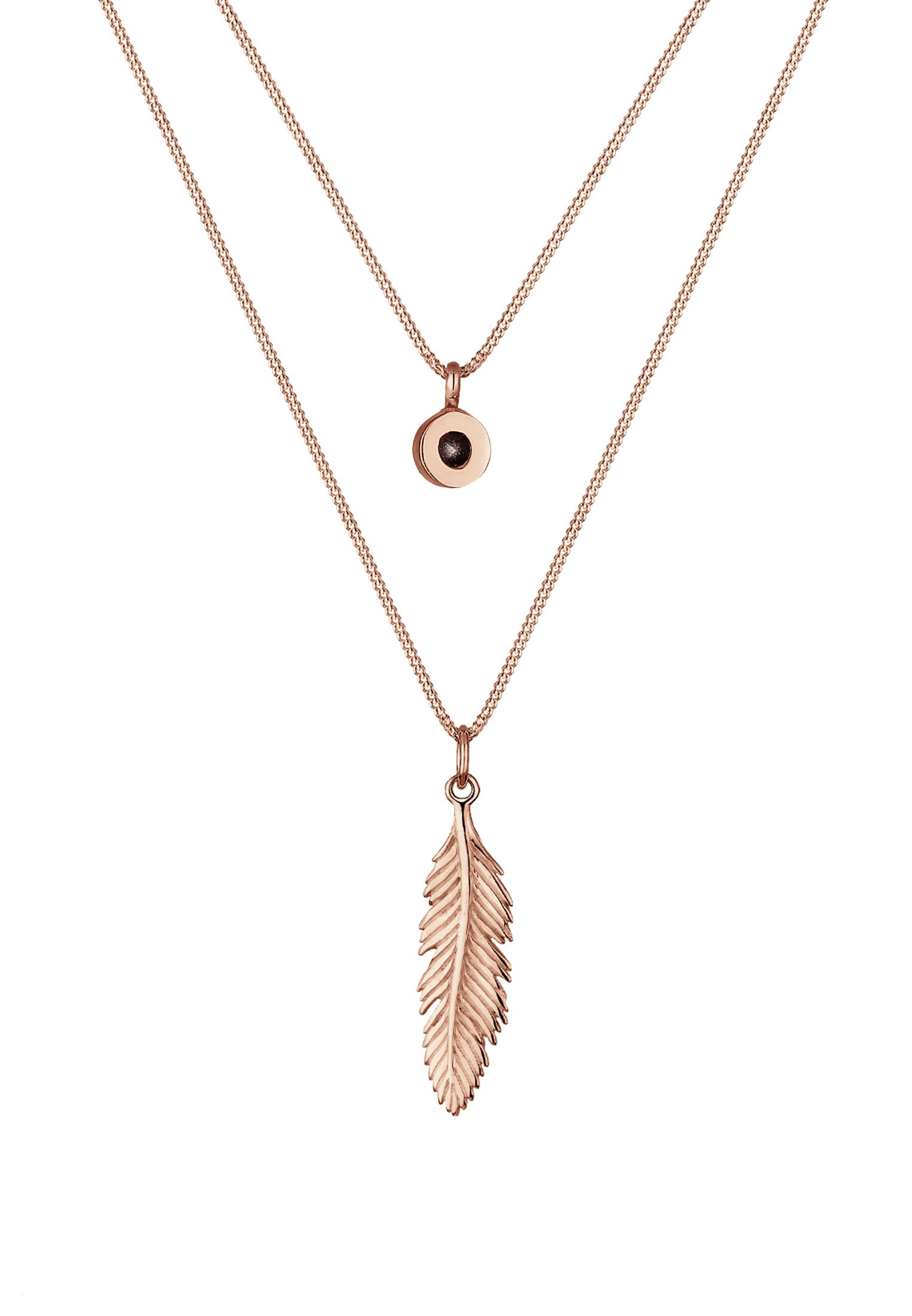 Elli Silberkette »Halskette Layer mit Feder und Kristalle 925 Sterling Silber«