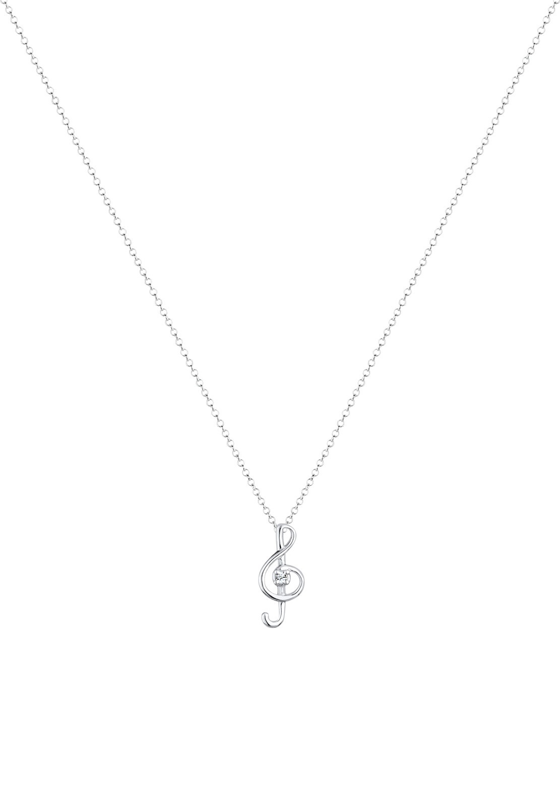 Elli Silberkette »Halskette Notenschlüssel Weiß 925 Sterling Silber, mit Kristallen von Swarovski®«