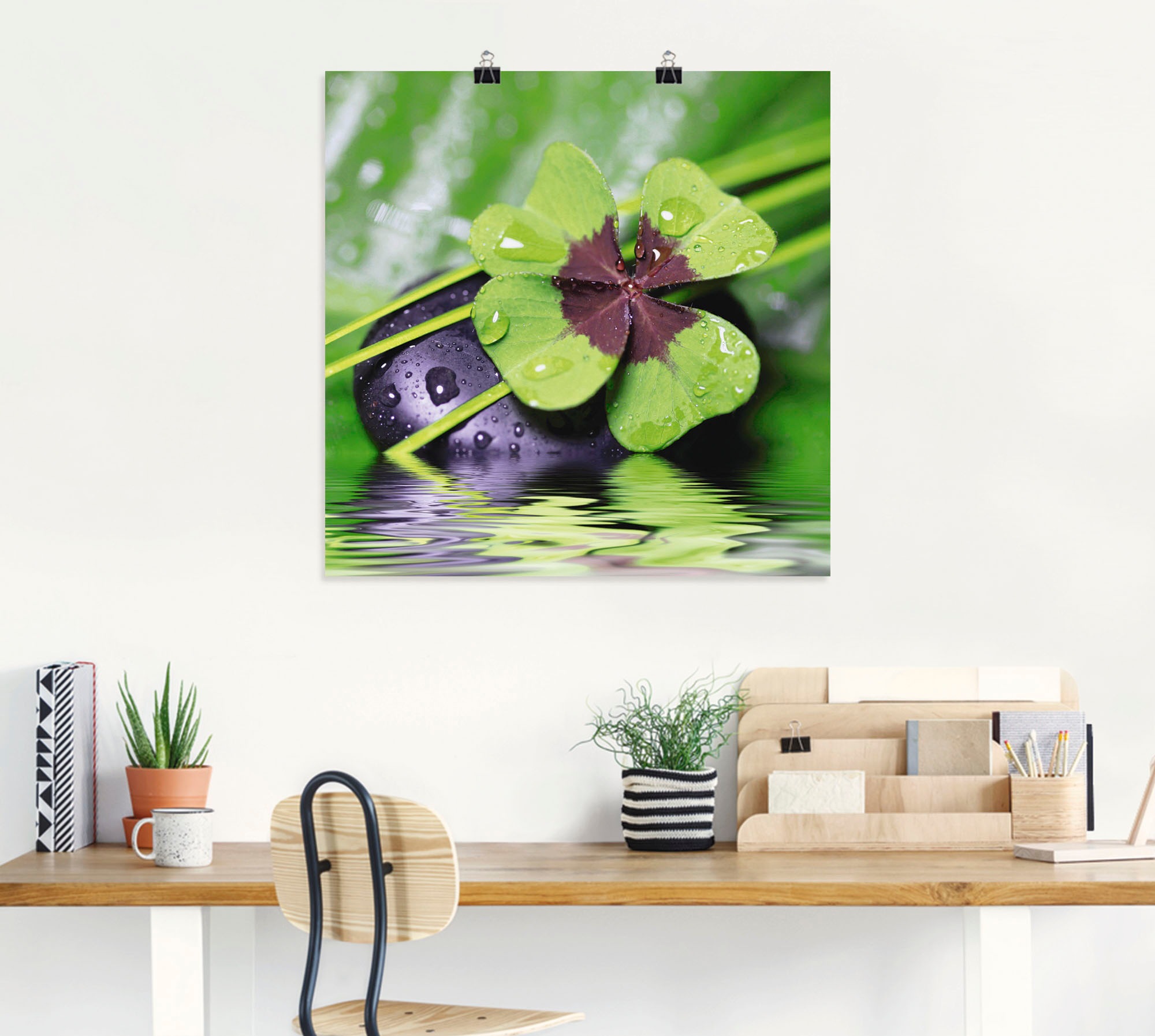 Artland Wandbild »Glücksklee... Entspann mal wieder«, Zen, (1 St.), als Alubild, Outdoorbild, Leinwandbild, Poster, Wandaufkleber