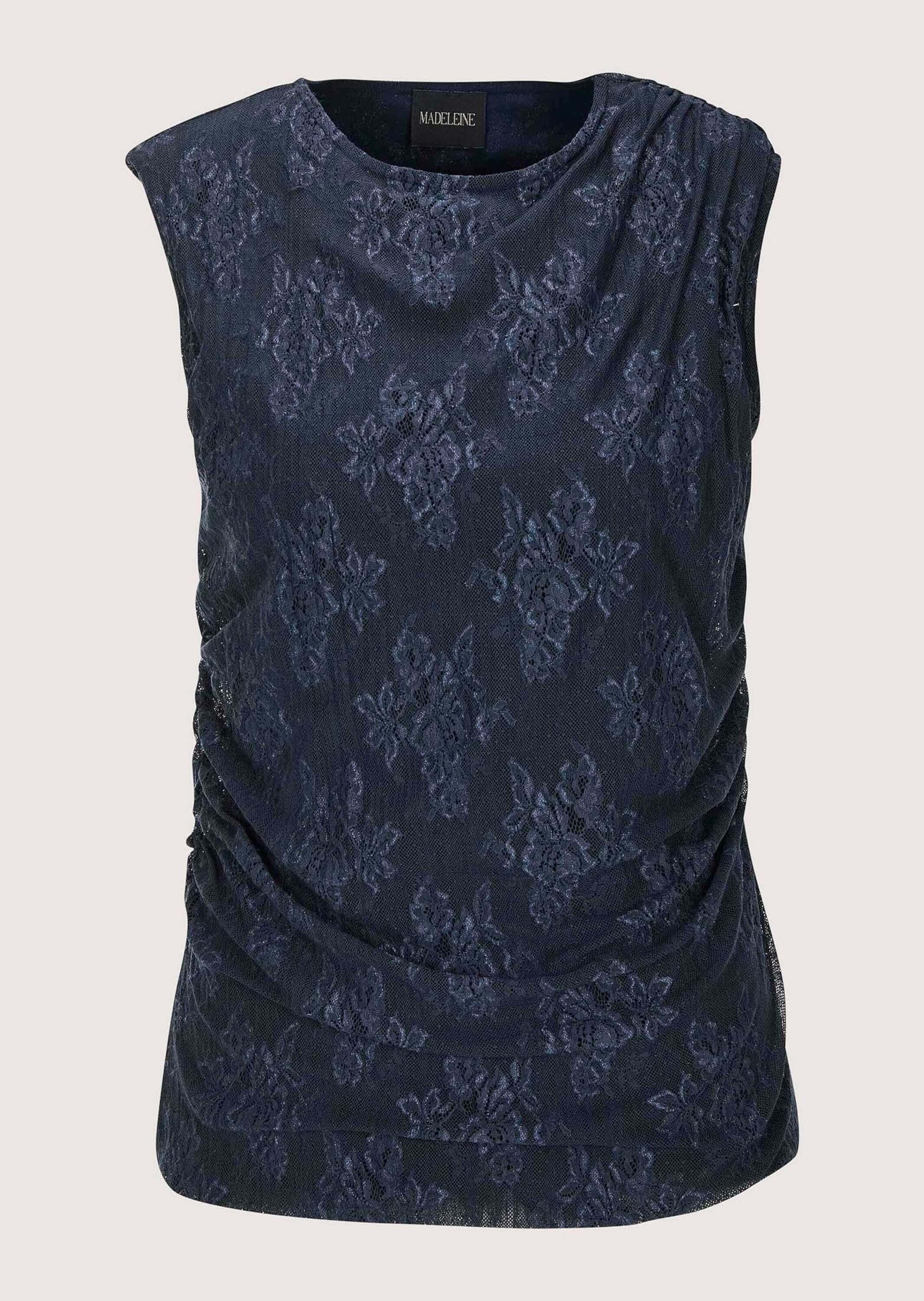 MADELEINE Kurzarmshirt »Shirt Shirt« Edles Spitzentop mit Jerseyfutter und seitlicher Raffung