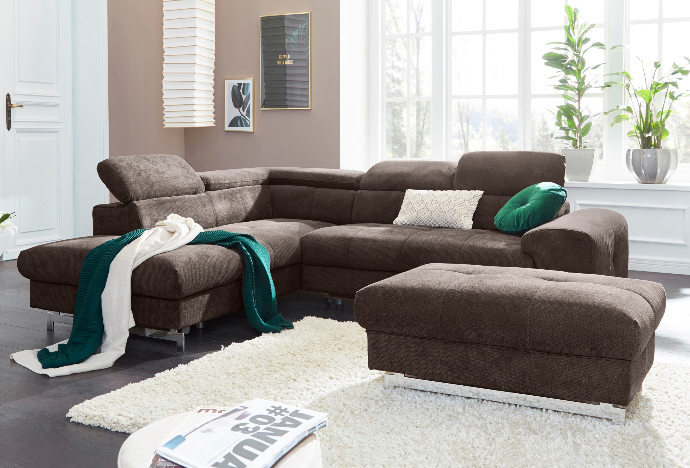 COTTA Ecksofa »Chef L-Form« mit Kopfteilverstellung, wahlweise mit Bettfunktion & Bettkasten