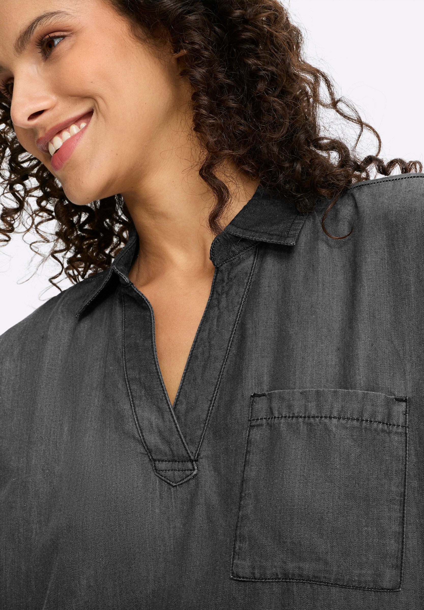 heine Schlupfbluse »Jeansbluse Jeansbluse mit Rückenfalte«