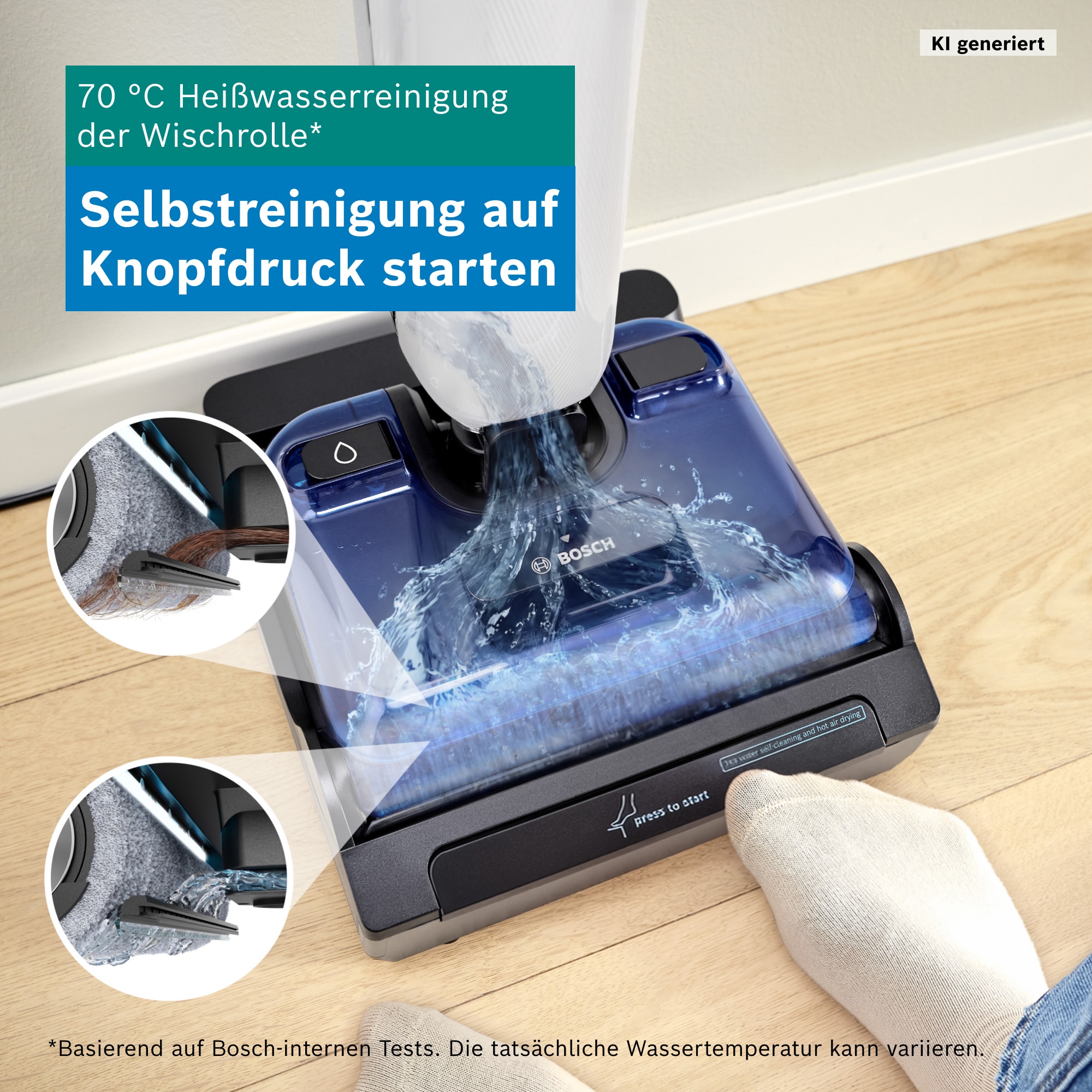 BOSCH Nass-Trocken-Sauger »OneFlow Serie 4 BHF41WS, Selbstreinigung, 24.000 PA Saugkraft« Anti-Haarverwicklung, LED-Licht, Schnelltrocknung, 40 min Akku / 150m²