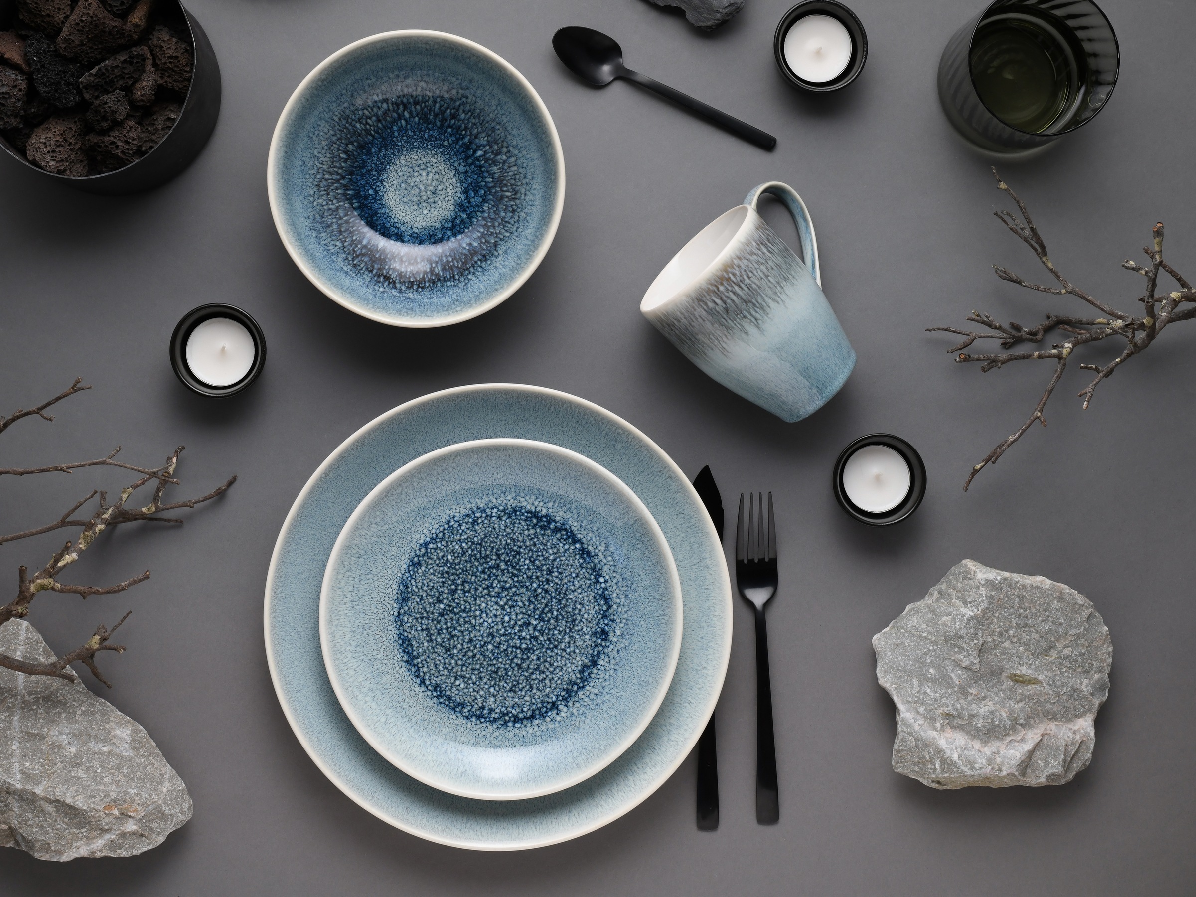 CreaTable Kombiservice »Caldera«, (Set, 8 tlg.), irisierende Glasur