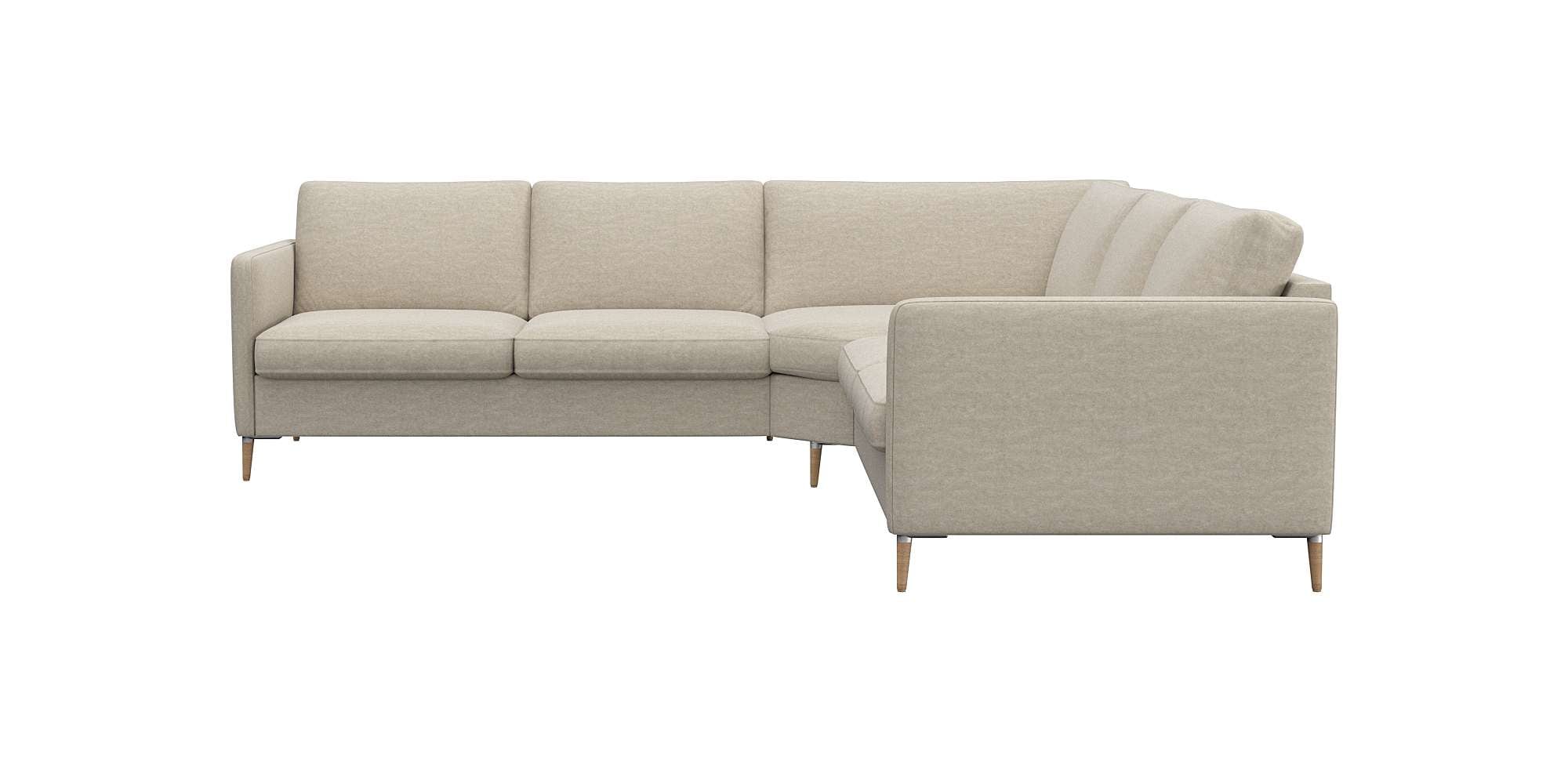 FLEXLUX Ecksofa »Fiore, gleichschenklig, bequem durch hochwertigem Sitzaufbau« schmale Armlehnen, Kaltschaum, Füße Alu+ Eiche