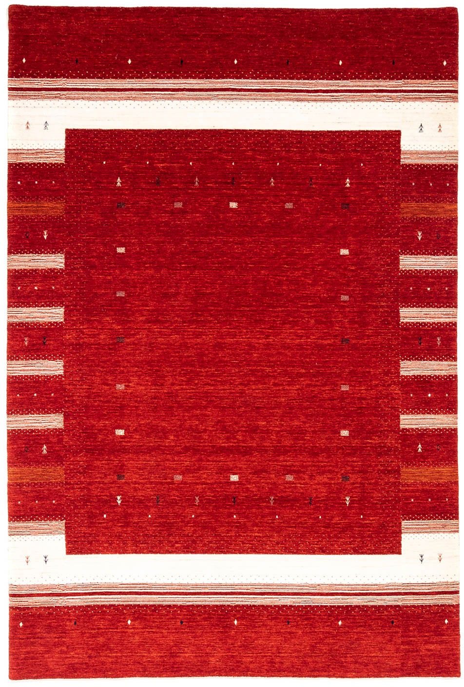morgenland Wollteppich »Loribaft Minimal Rosso 296 x 203 cm«, rechteckig, Unikat mit Zertifikat