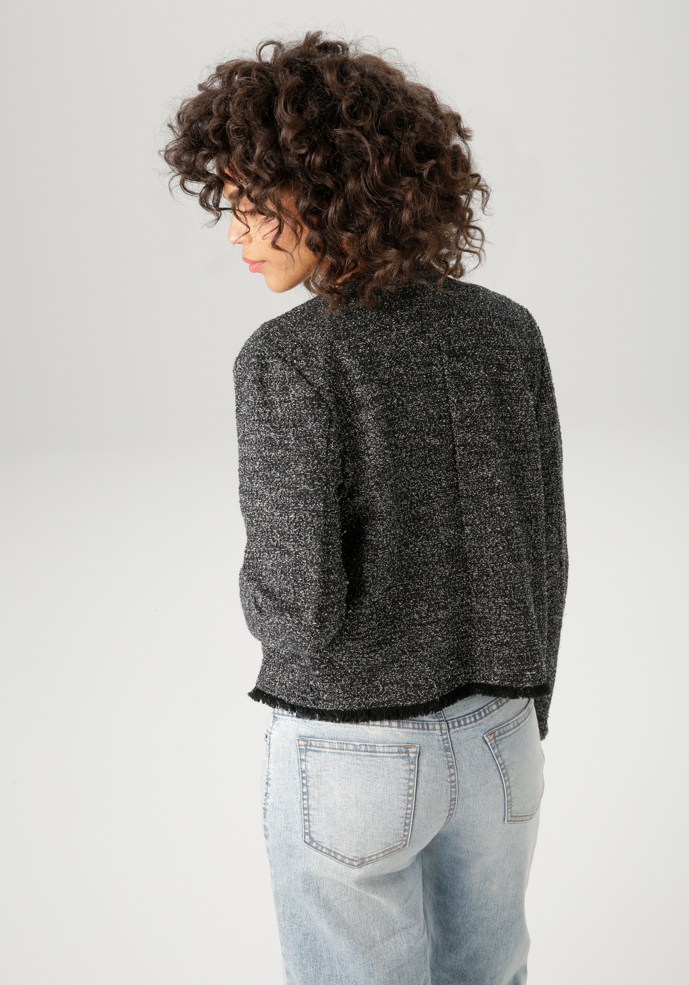 Aniston CASUAL Kurzblazer, aus meliertem Bouclé-Jacquard mit Glanzfäden - NEUE KOLLEKTION