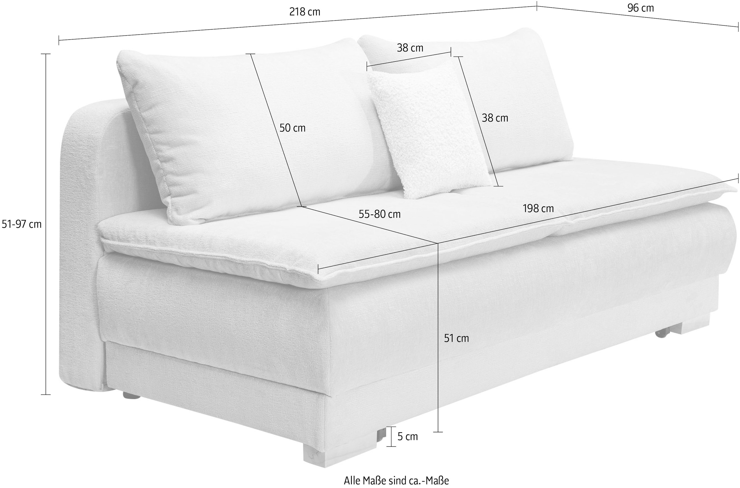 INOSIGN Schlafsofa »Bea«, Dauerschlafsofa, Bettfunktion und-kasten,Boxspringsofa