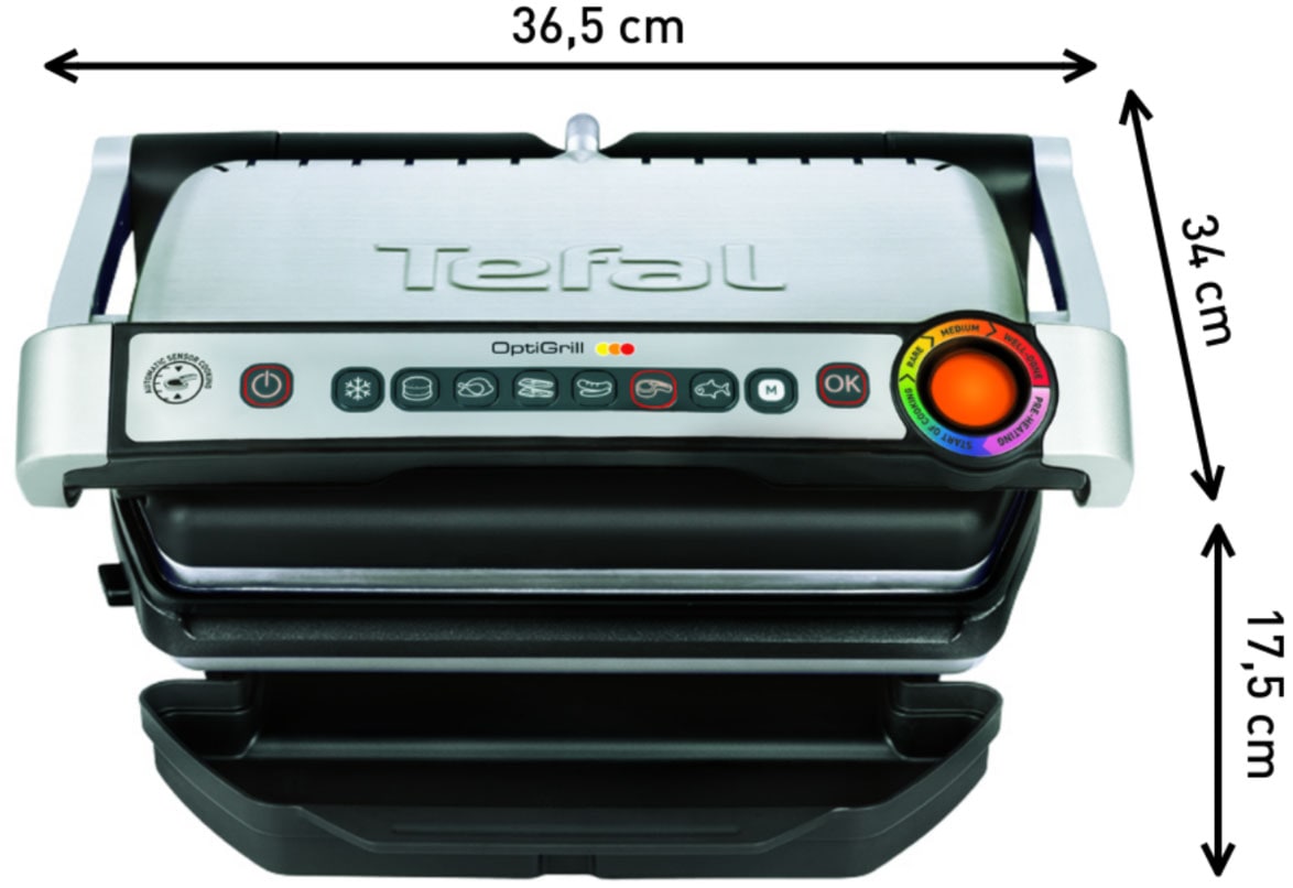 Tefal Kontaktgrill »OptiGrill, 6 automatische Programme, ein manuelles Programm«, 2000 W, spülmaschinengeeignete Platten und SaftauffangbehälterGC705D