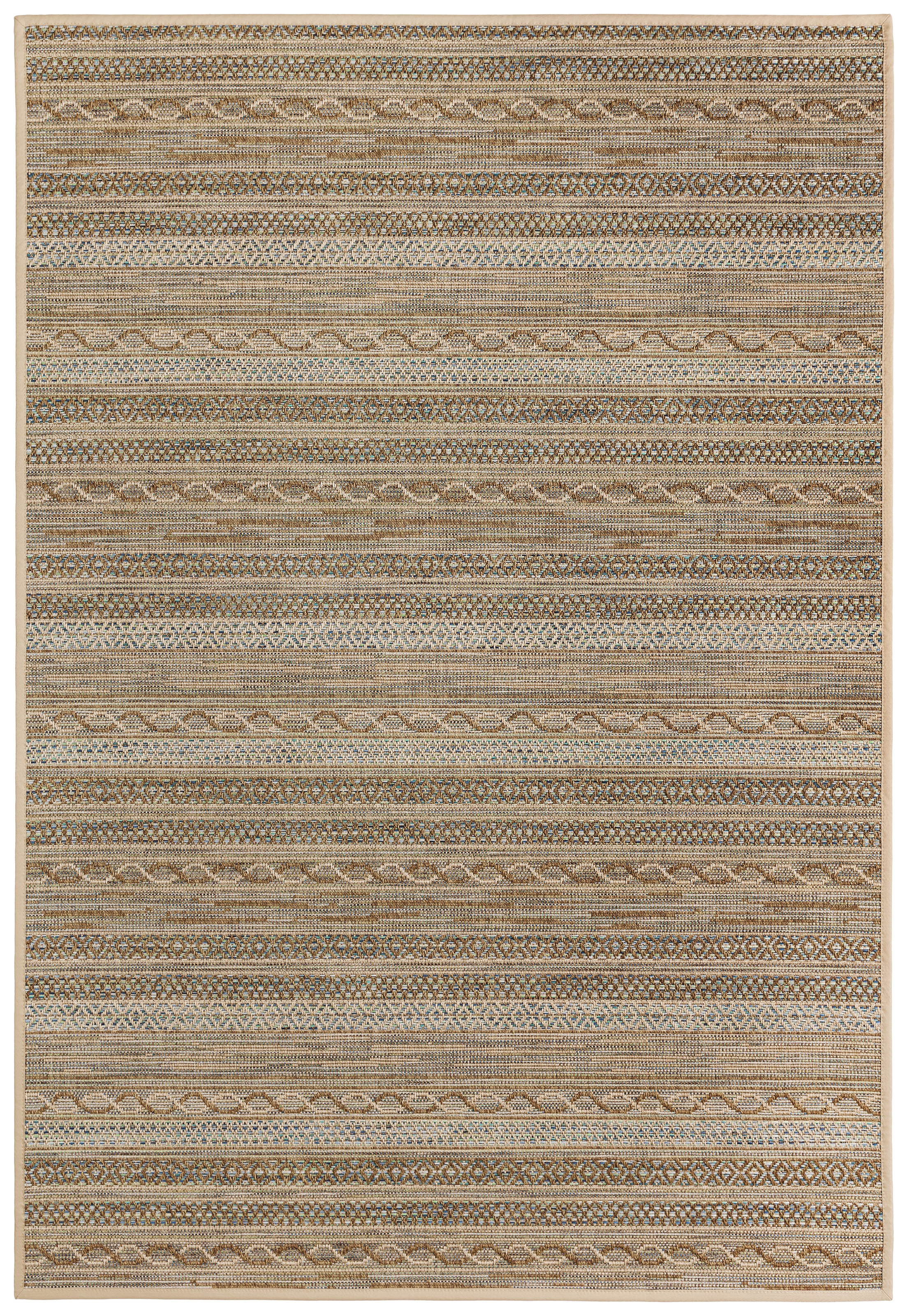 Dekowe Teppich »Joy Barbados beig« rechteckig 10 mm Höhe meliert, gestreift, Rauten, mit Bordüre, In- und Outdoor geeignet