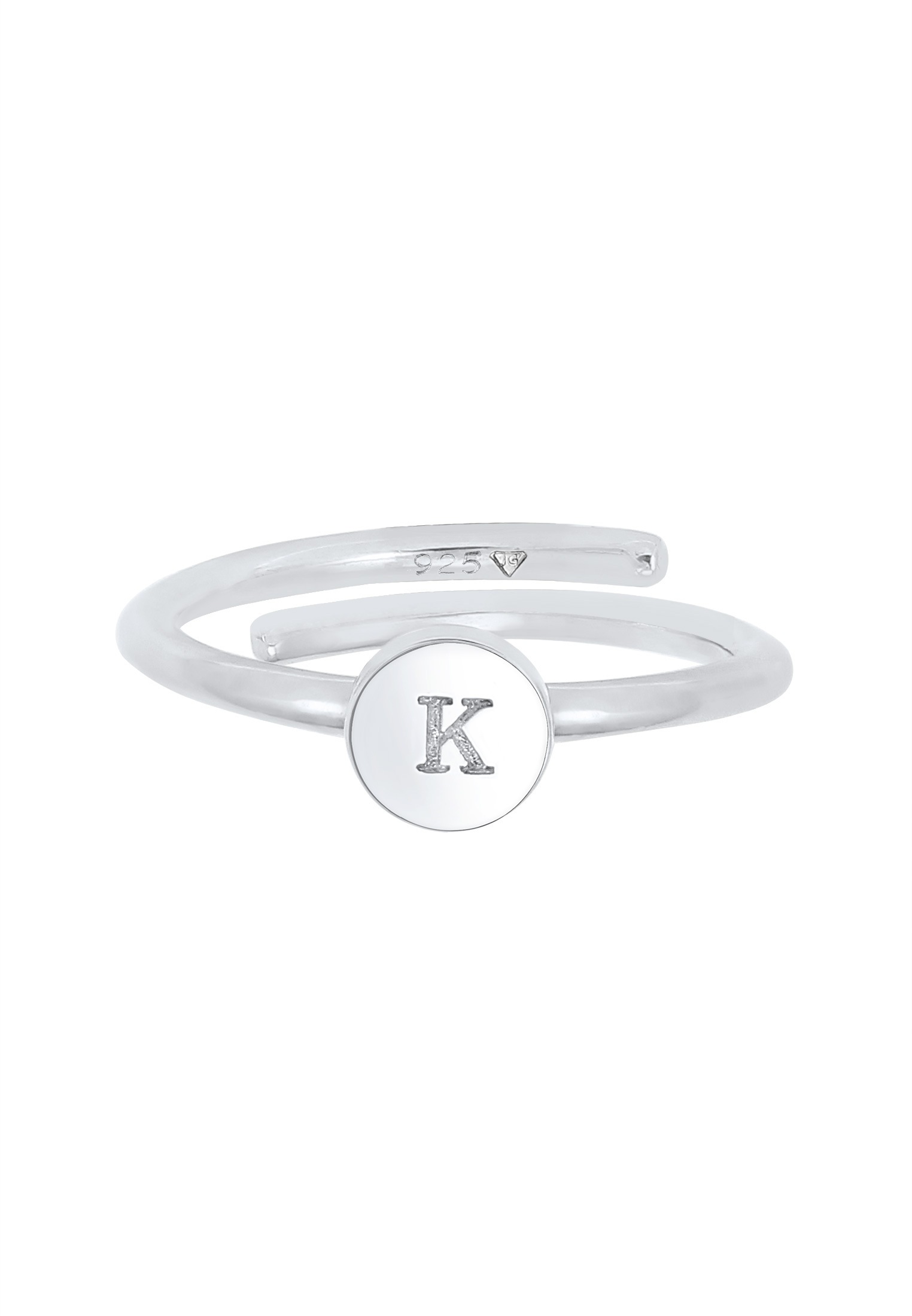 Elli Silberring »Ring Verstellbar Initiale Kreis 925 Sterling Silber«