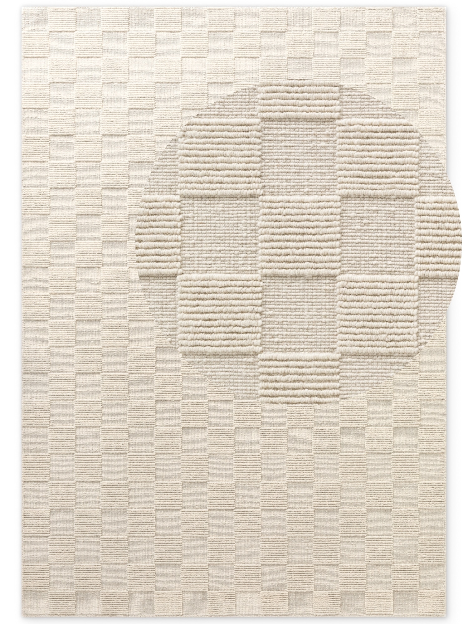 Villeroy & Boch Wollteppich »Scala« rechteckig 10 mm Höhe Handgewebt, Wolle, Kariert, Natur, 3D-Struktur, Karo, Wohnzimmer