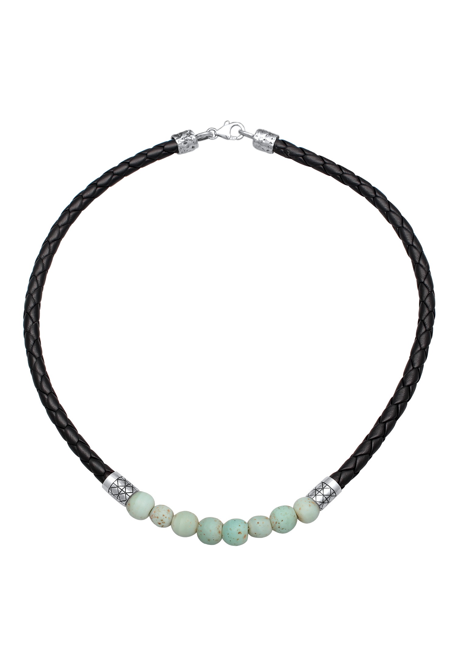 Kuzzoi Lederband »Halskette Lederkette Glas Beads 925 Silber«