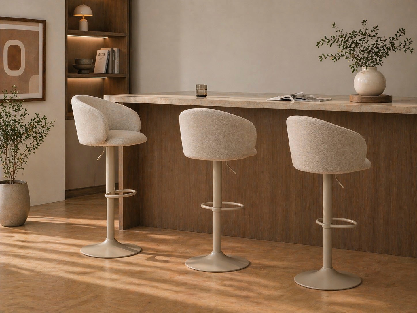 ACTONA GROUP Barhocker »Hocker« 1 Stk. tlg. beiger Stoff, mit Gaslift, Fußstütze und Drehfunktion, FSC™