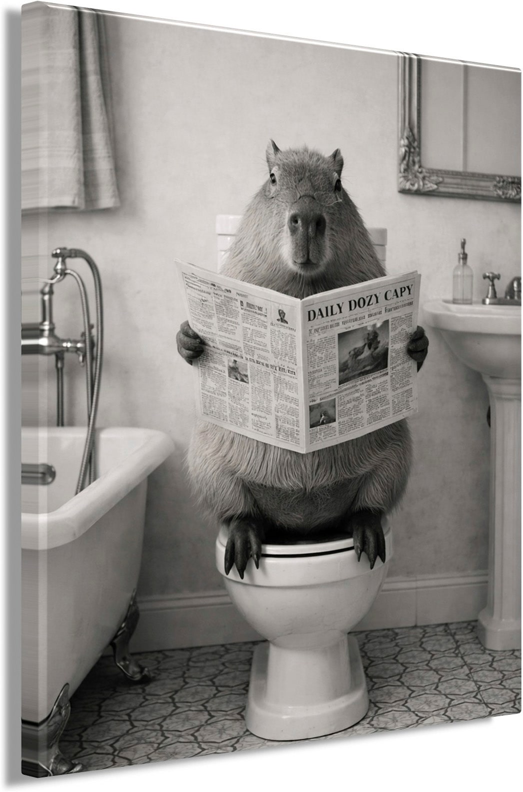Bönninghoff Bild »COPYBARA AUF WC 46x61 cm – Leinwandbild Keilrahmen Deko modern«