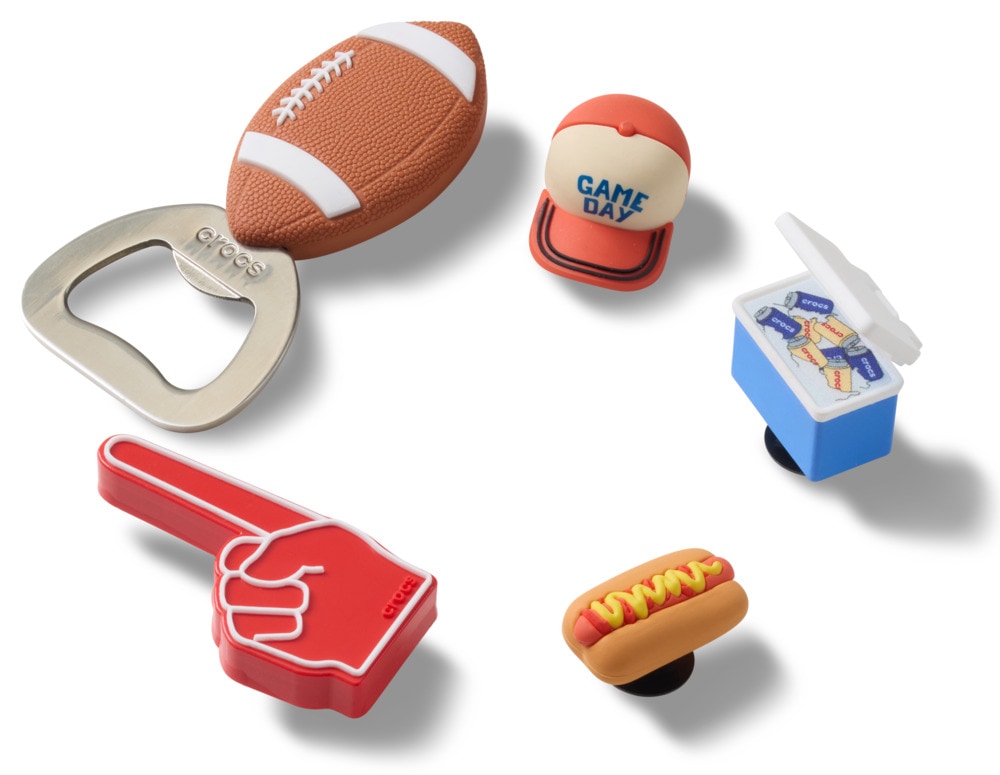 Crocs Schuhanstecker »Jibbitz™ Tailgate« Set, Kein Spielzeug. Nicht für Kinder unter 3 Jahren geeignet, 5 Stk. Football Charms für Crocs