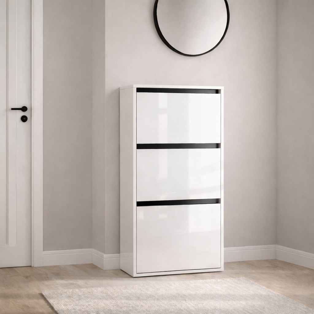 OTTO home Schuhschrank »Locco, Schuhregal, Schuhkommode, Breite 50 cm« Schuhkipper, UV-lackiert, Hochglanz, grifflos, 3-türig